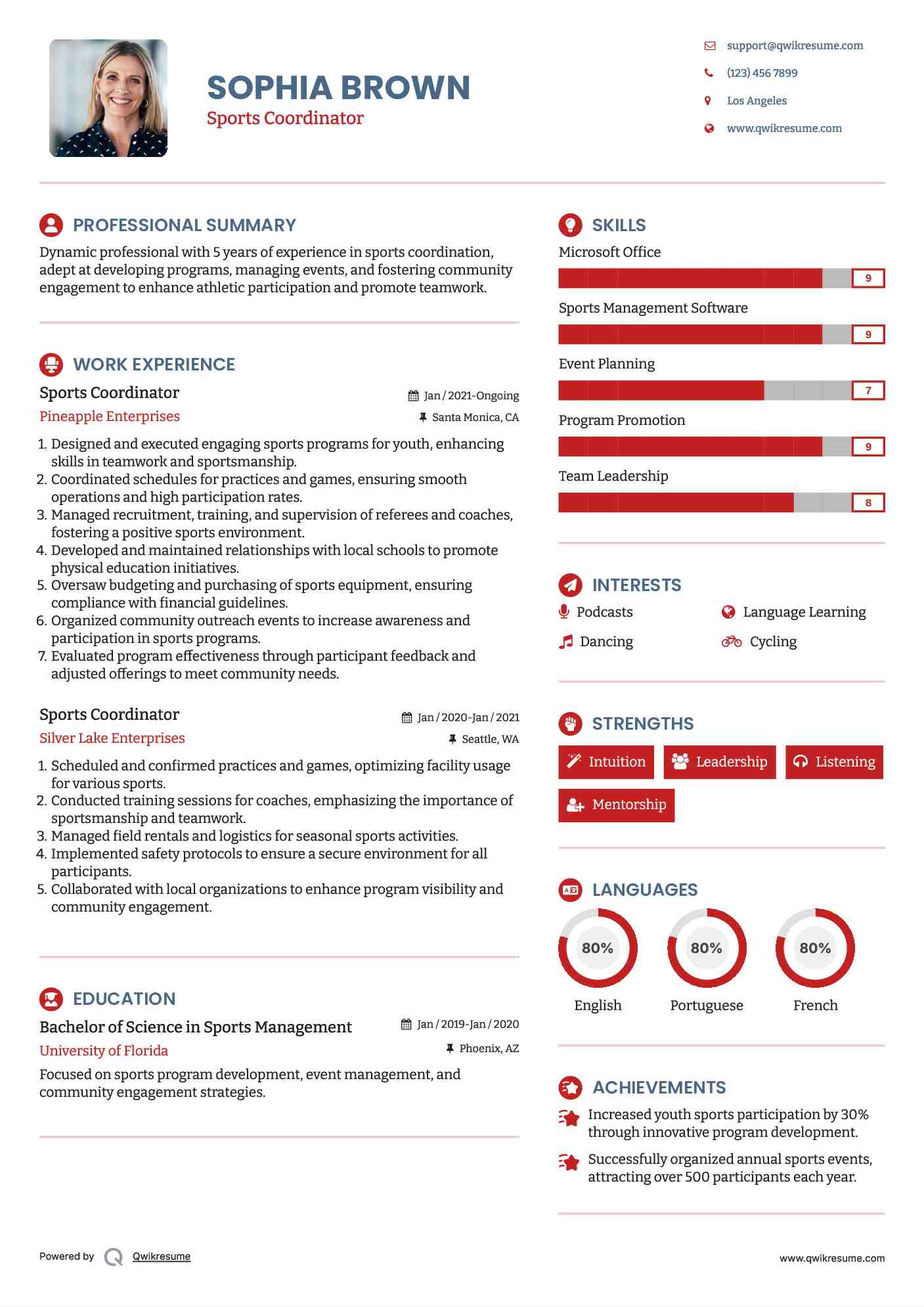 10 Sports Coordinator Resume Samples Templates For 2025