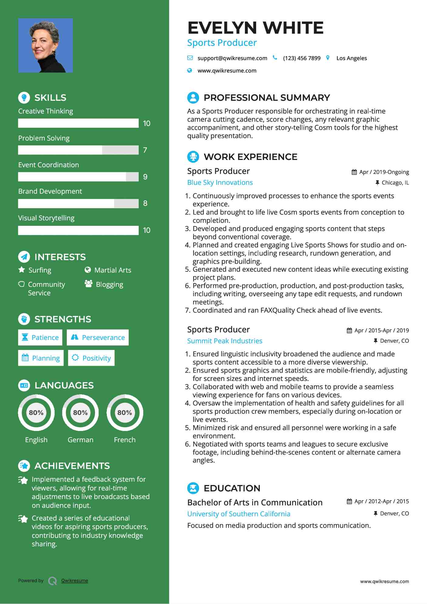 Sports Producer Resume Format