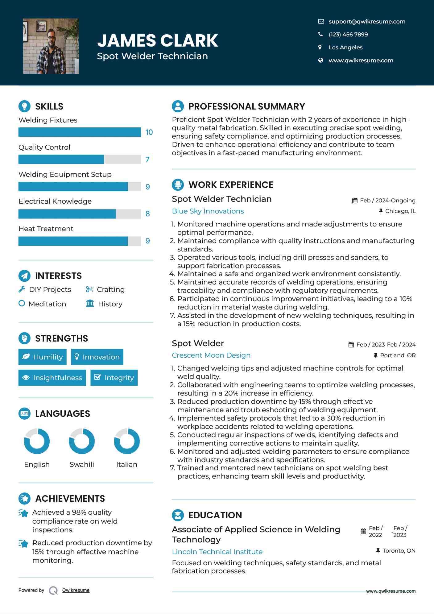 Spot Welder Technician Resume Format