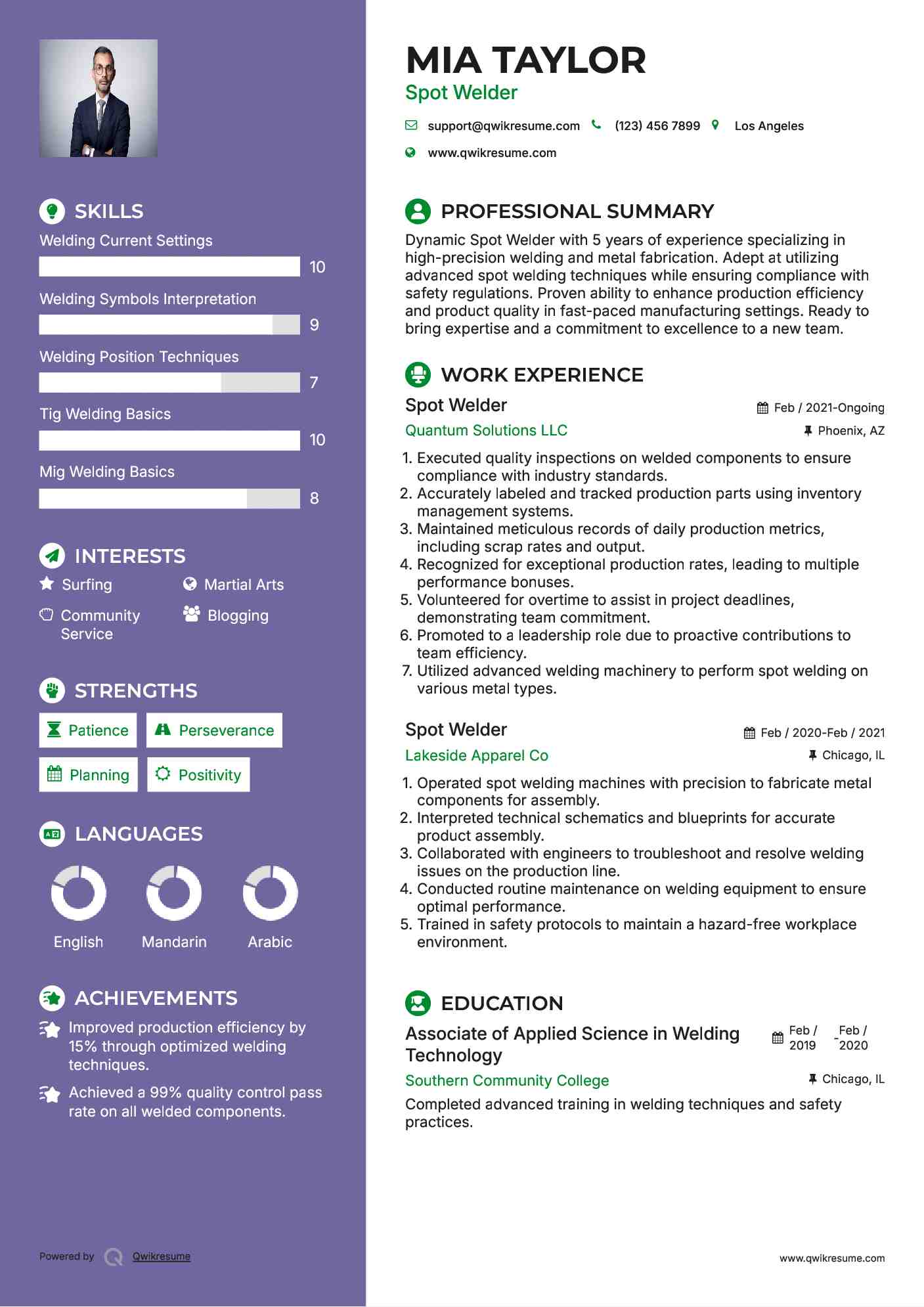 Spot Welder Resume Format