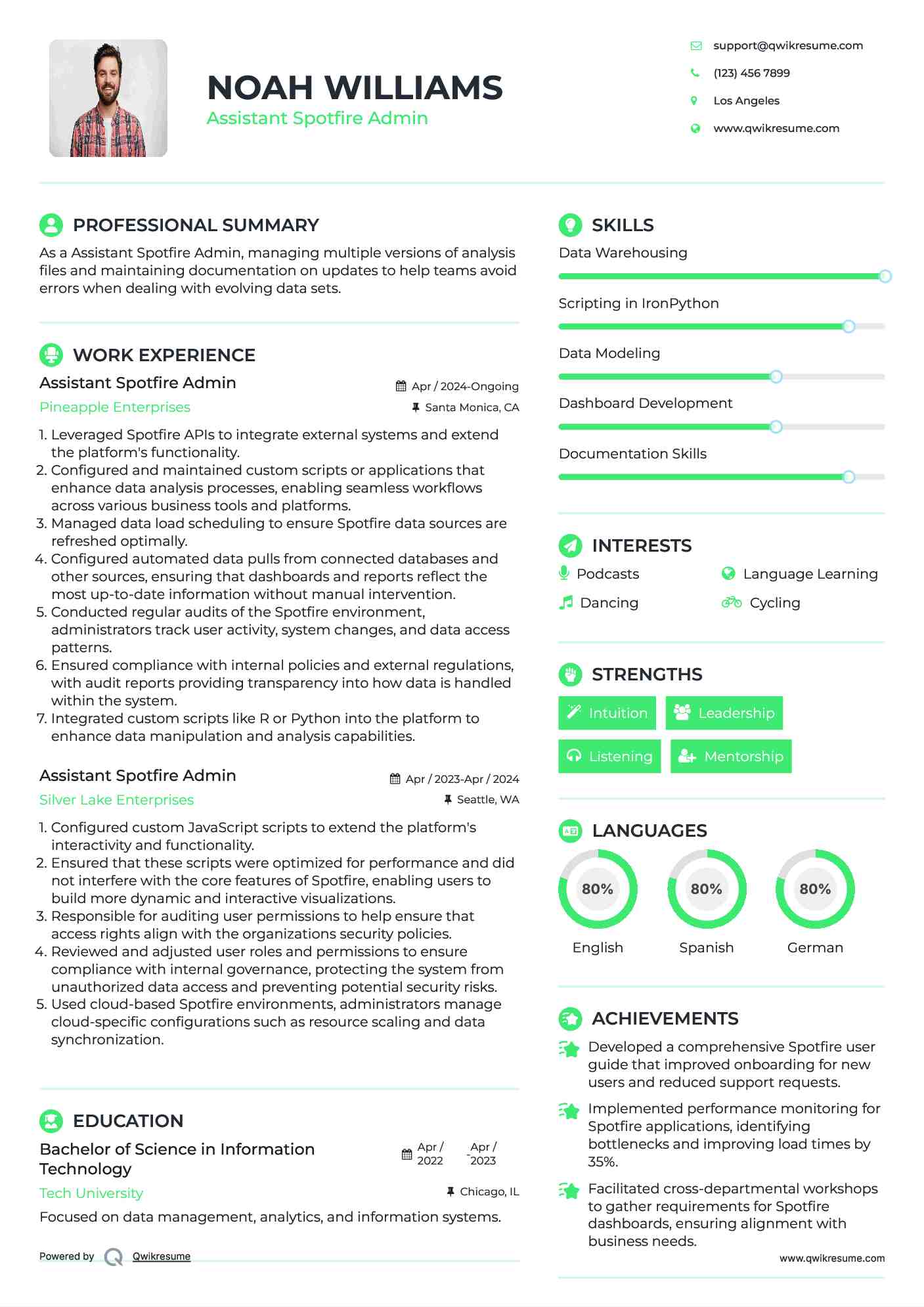 Assistant Spotfire Admin Resume Format
