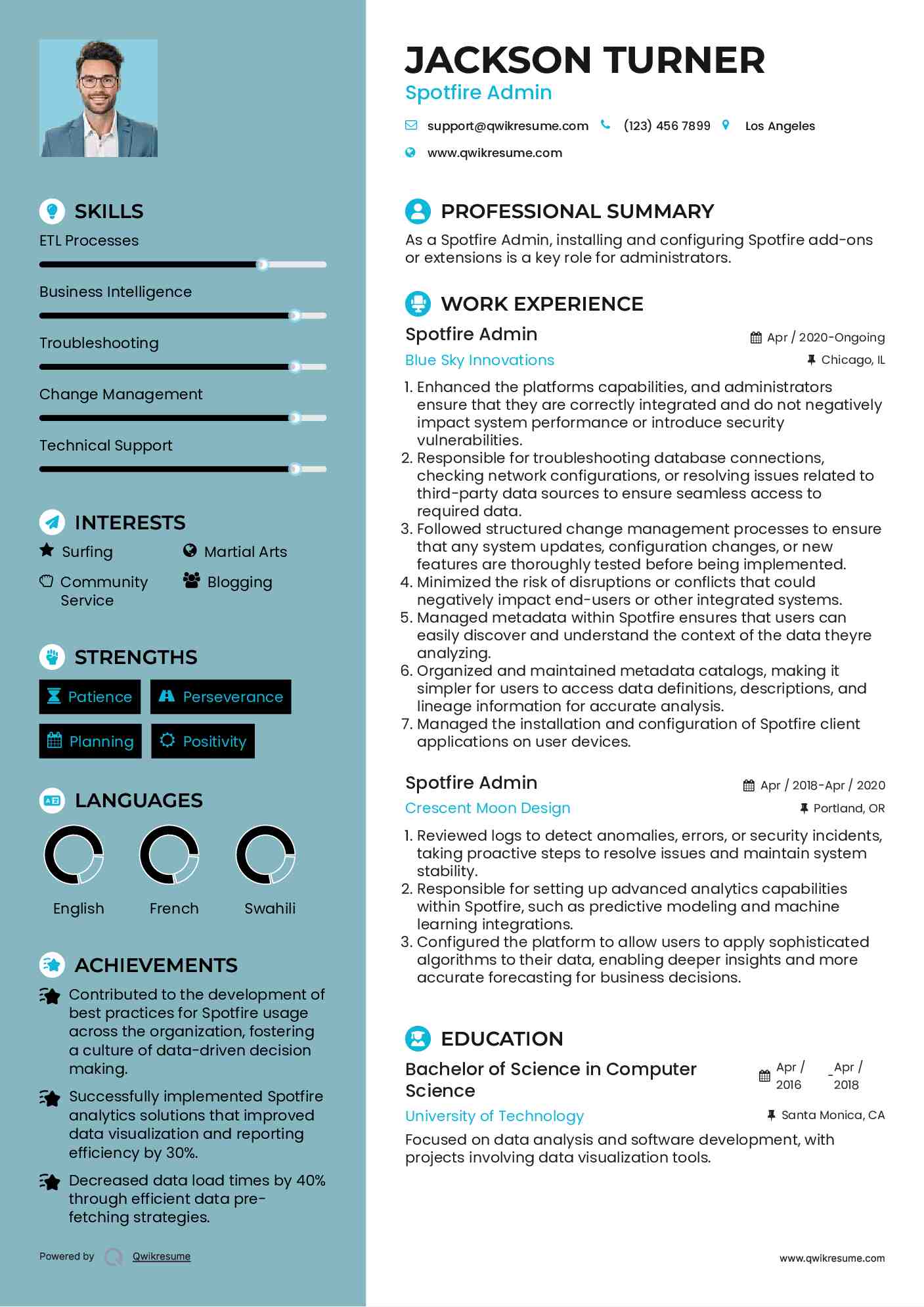  Spotfire Admin Resume Example