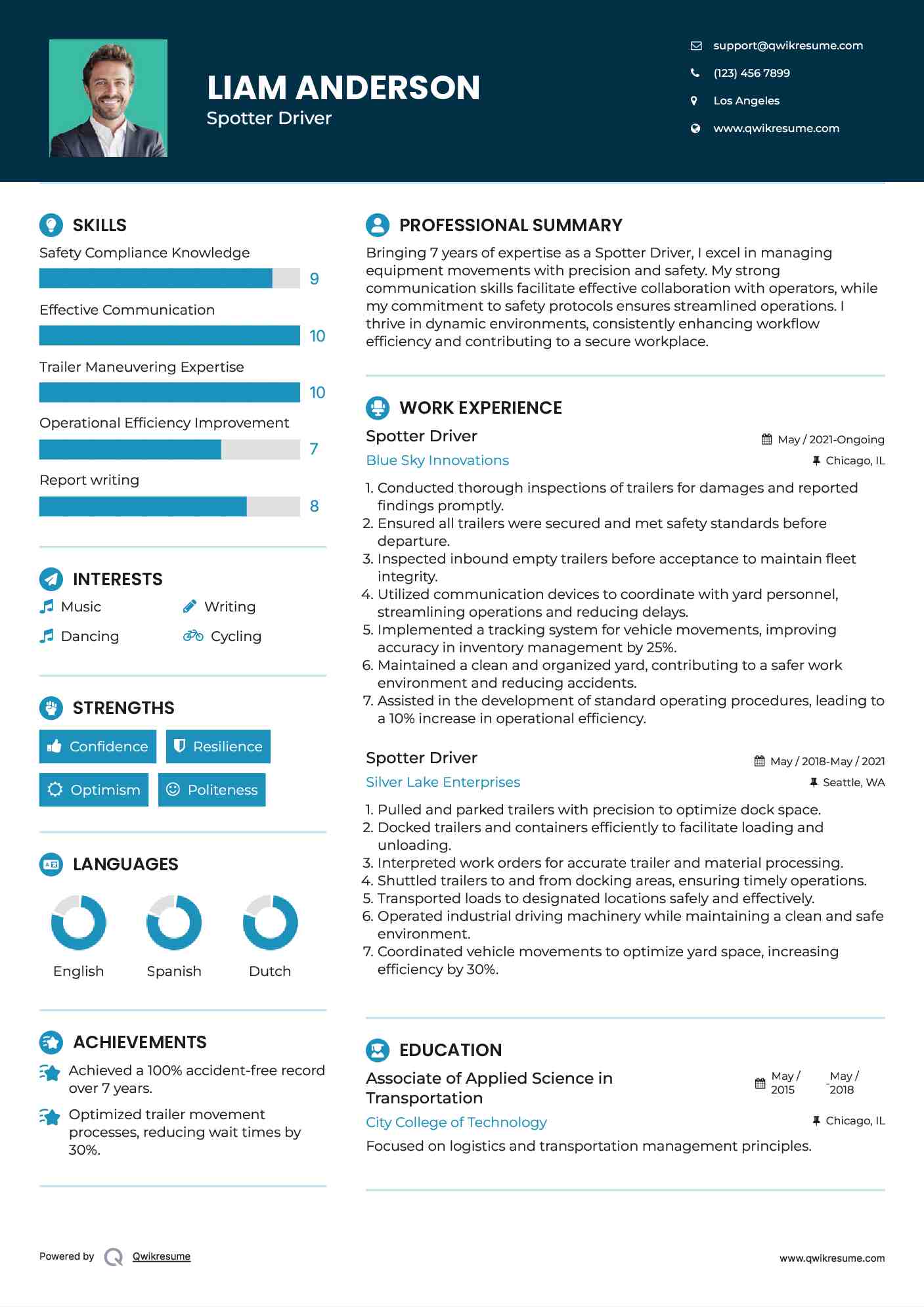 Spotter Driver Resume Model