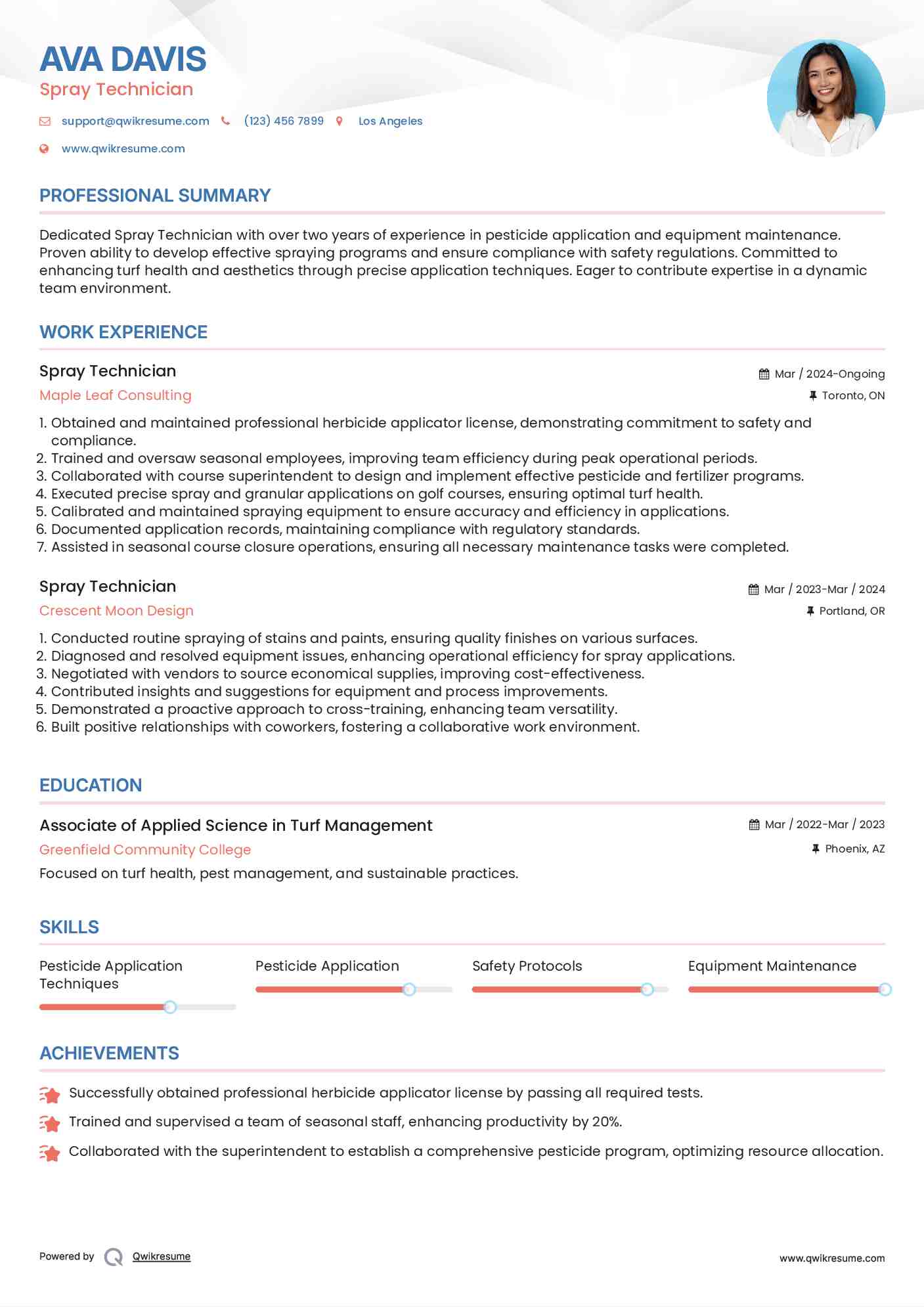 Spray Technician Resume Model