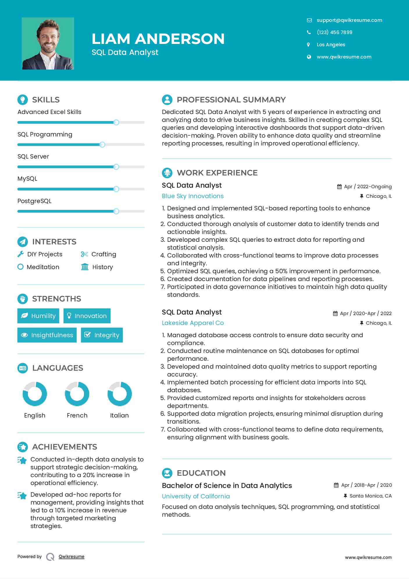 SQL Data Analyst Resume Template