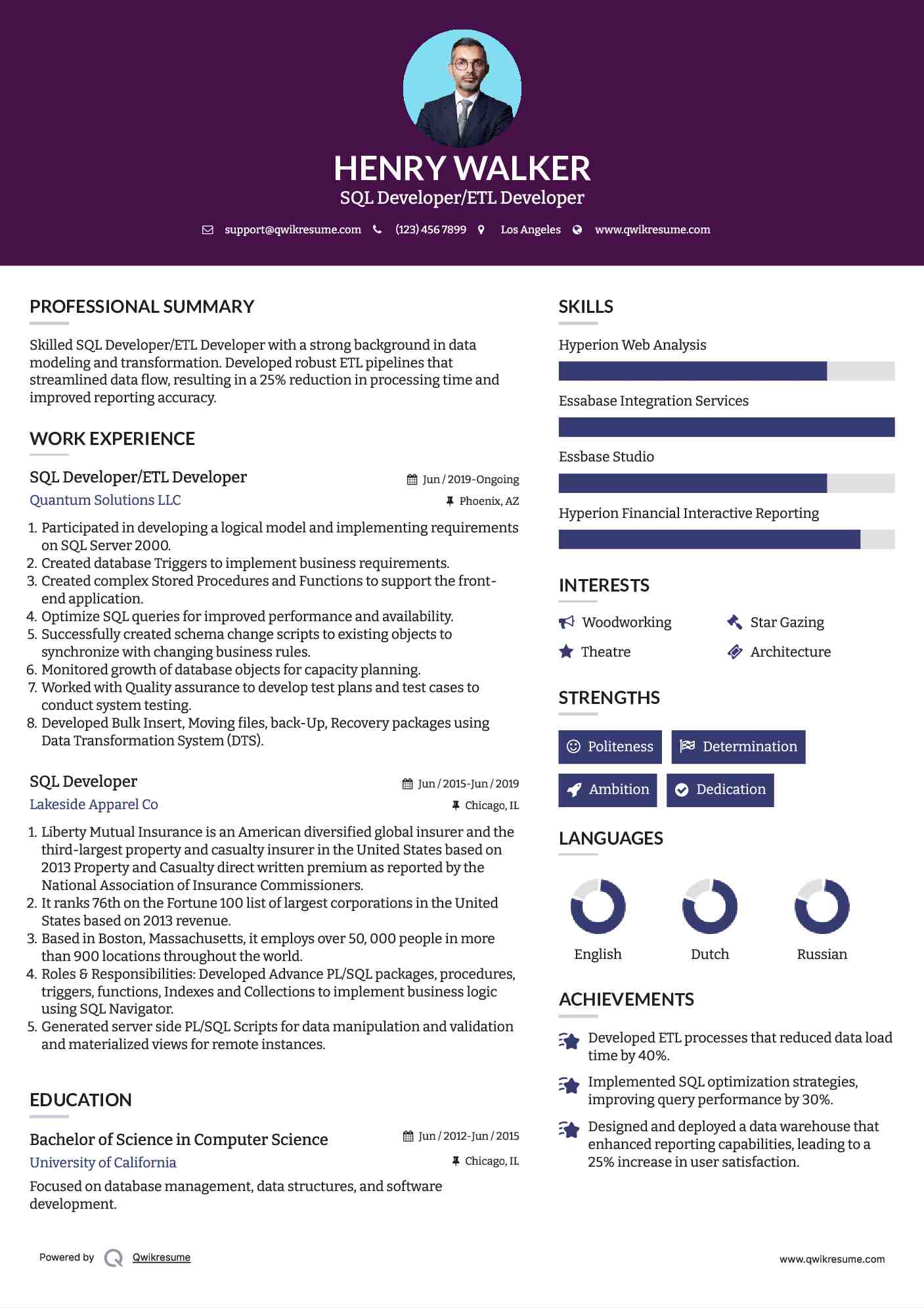 10+ SQL Developer Resume Samples & Templates for 2025