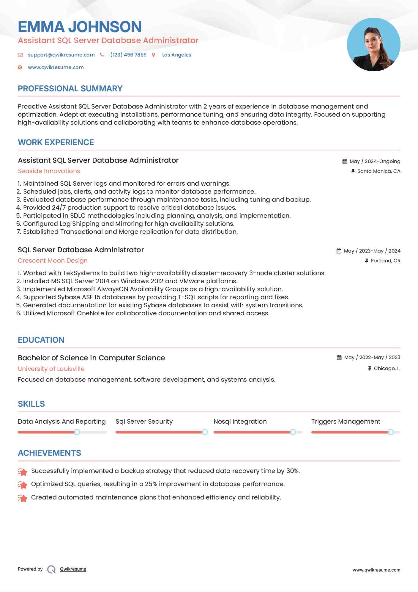 10+ SQL Server Database Administrator Resume Samples & Templates for 2025