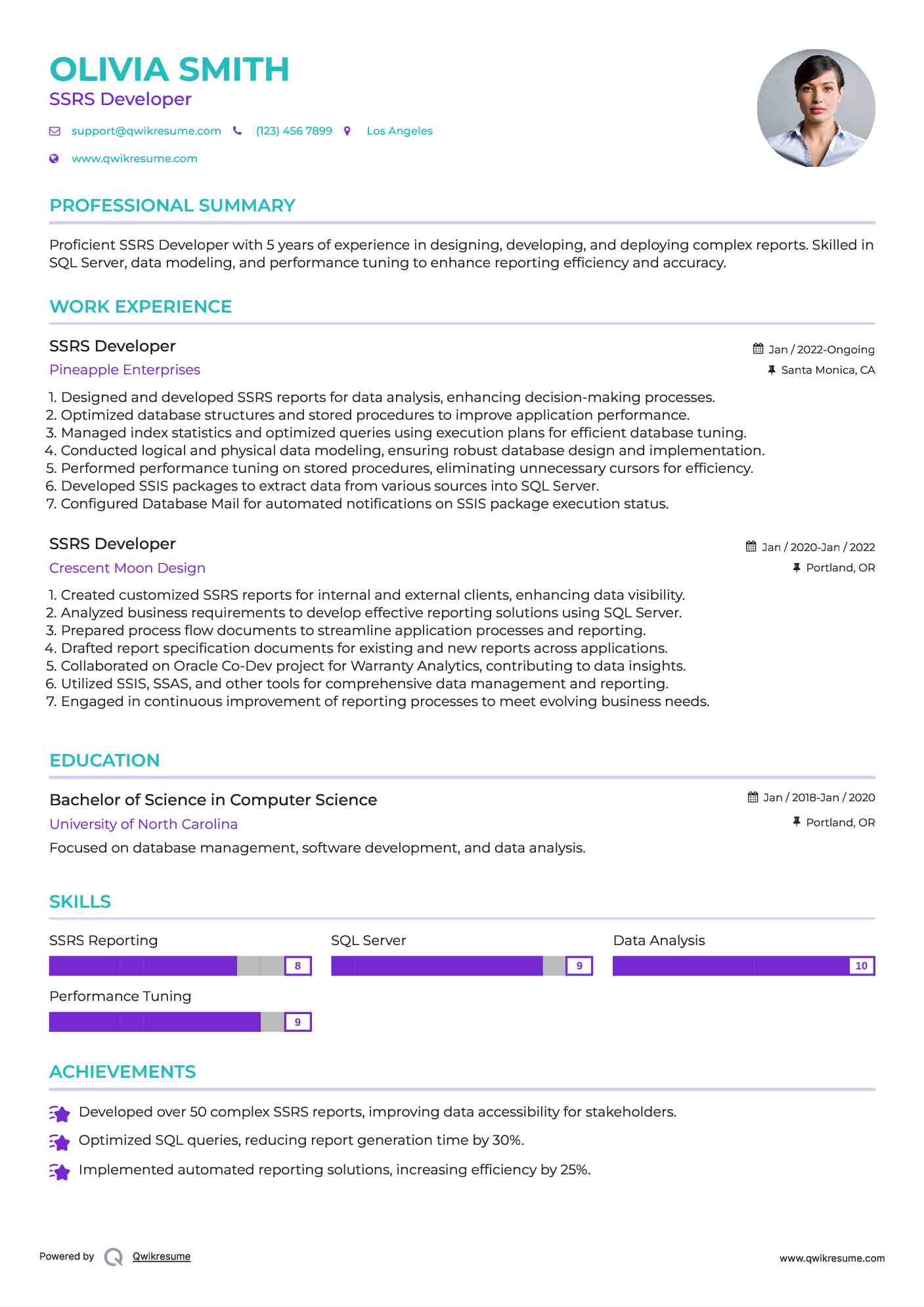SSRS Developer Resume Sample