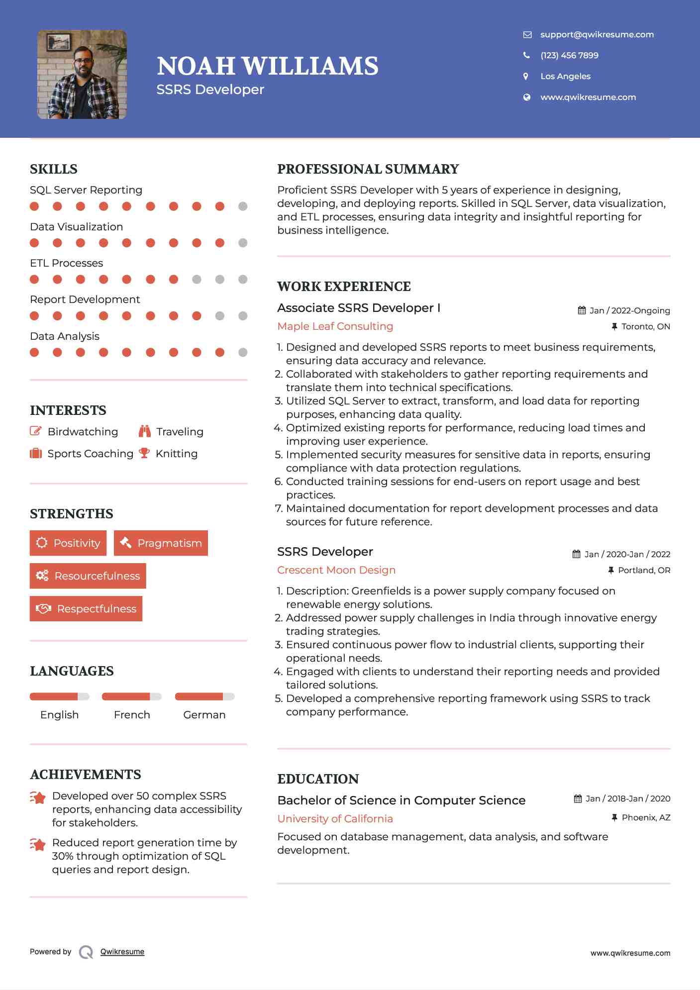 Associate SSRS Developer I Resume Template