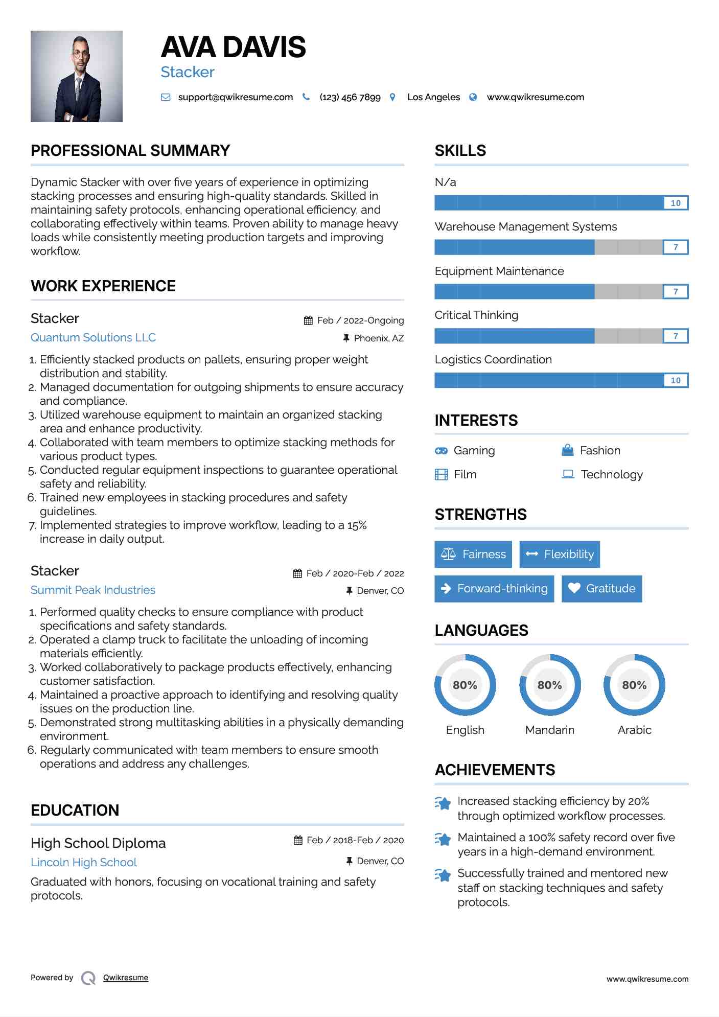 Stacker Resume Model