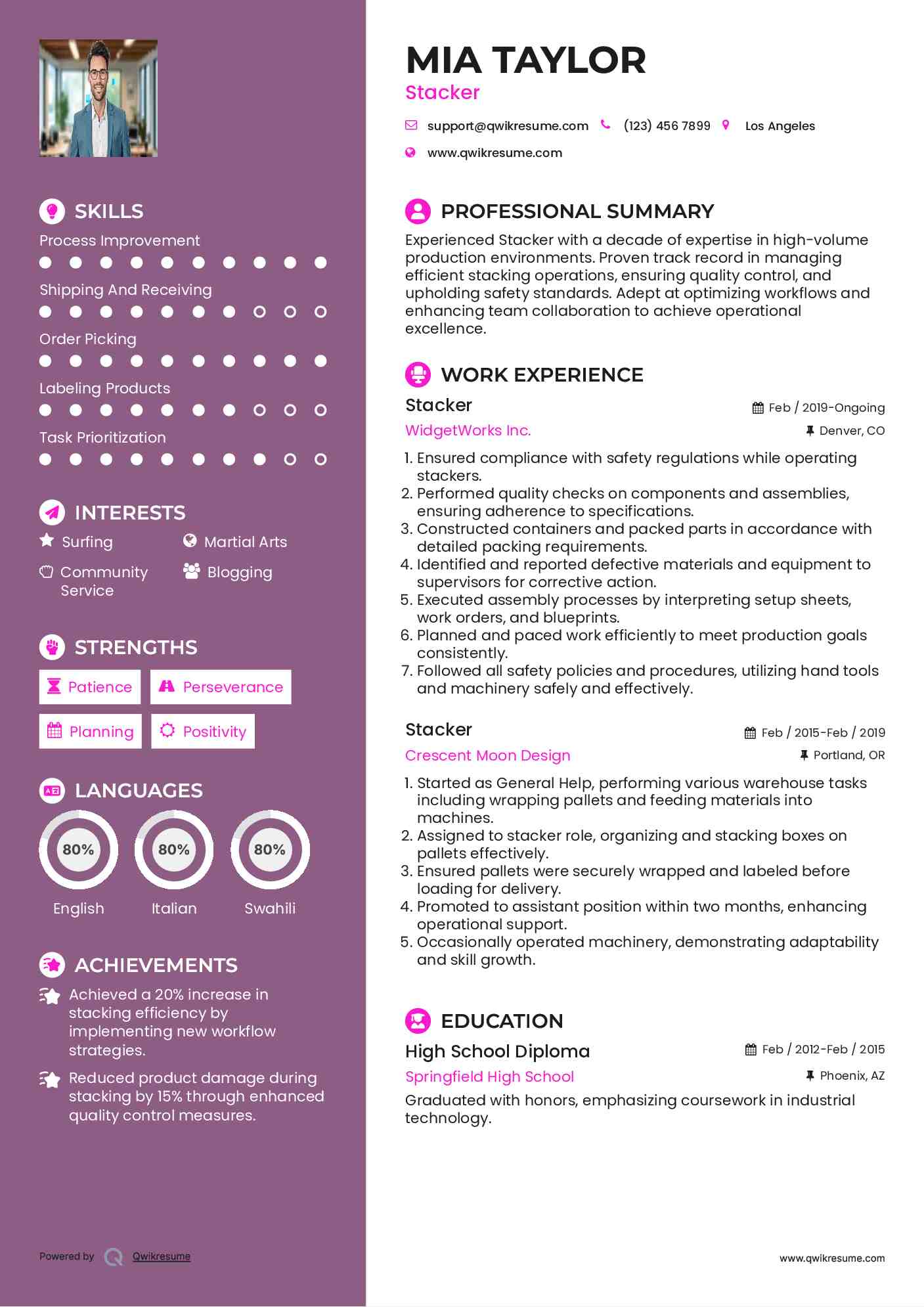 Stacker Resume Format