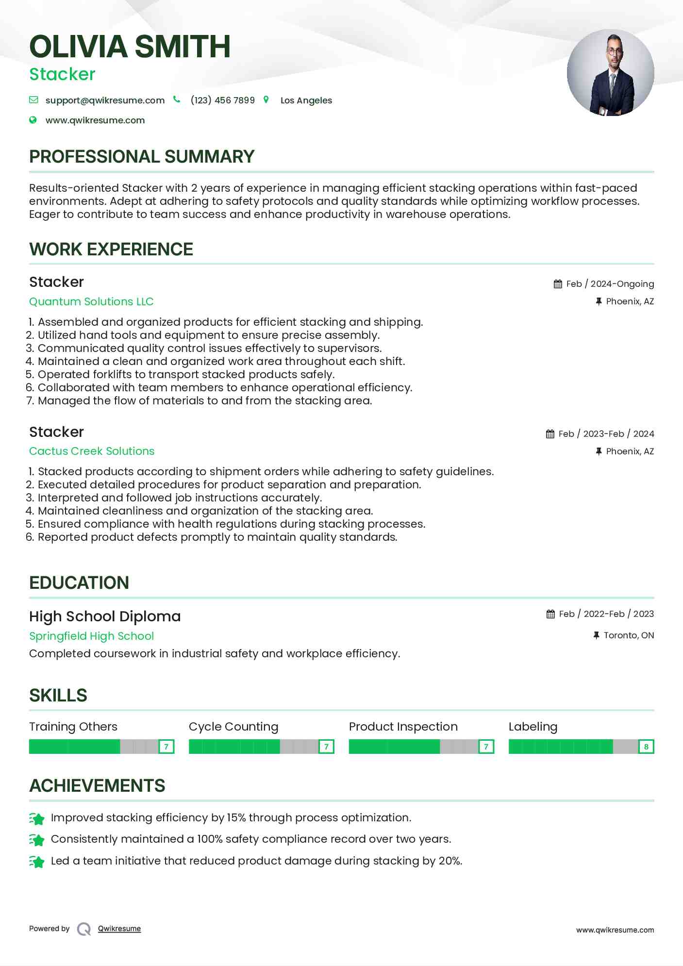 Stacker  Resume Model