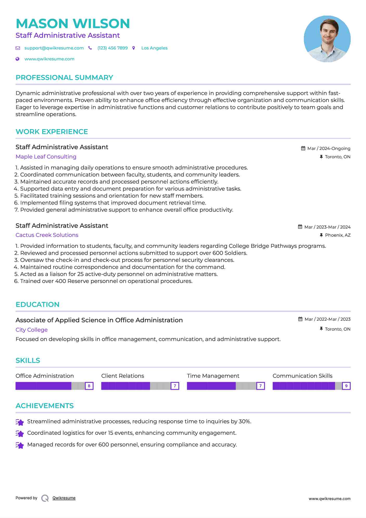 Staff Administrative Assistant Resume Template