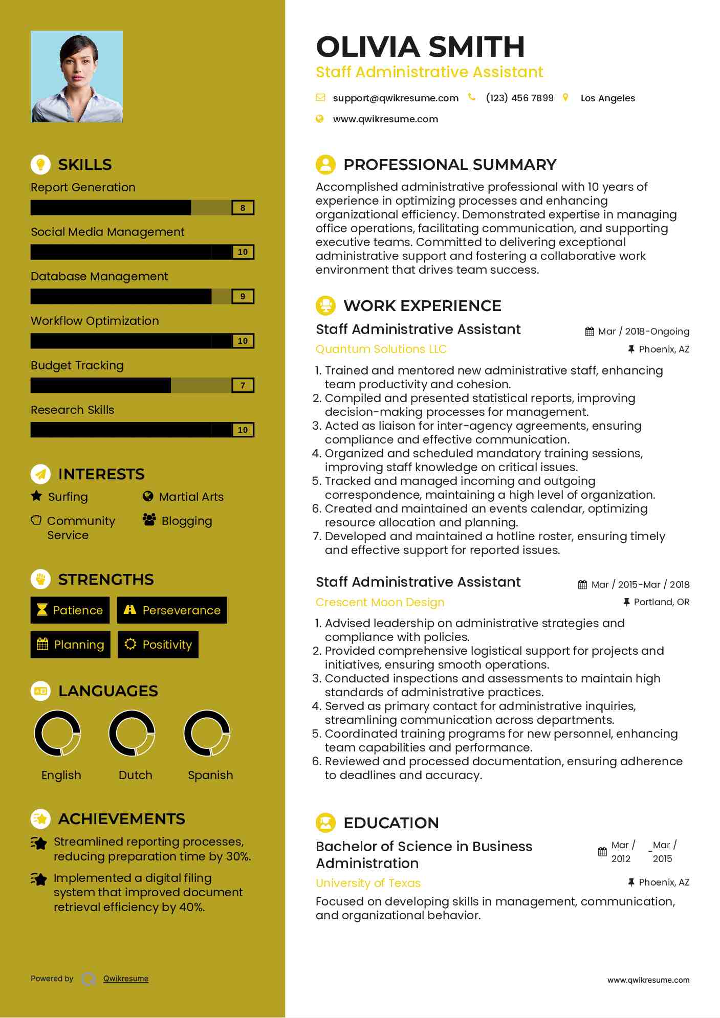 Staff Administrative Assistant Resume Format