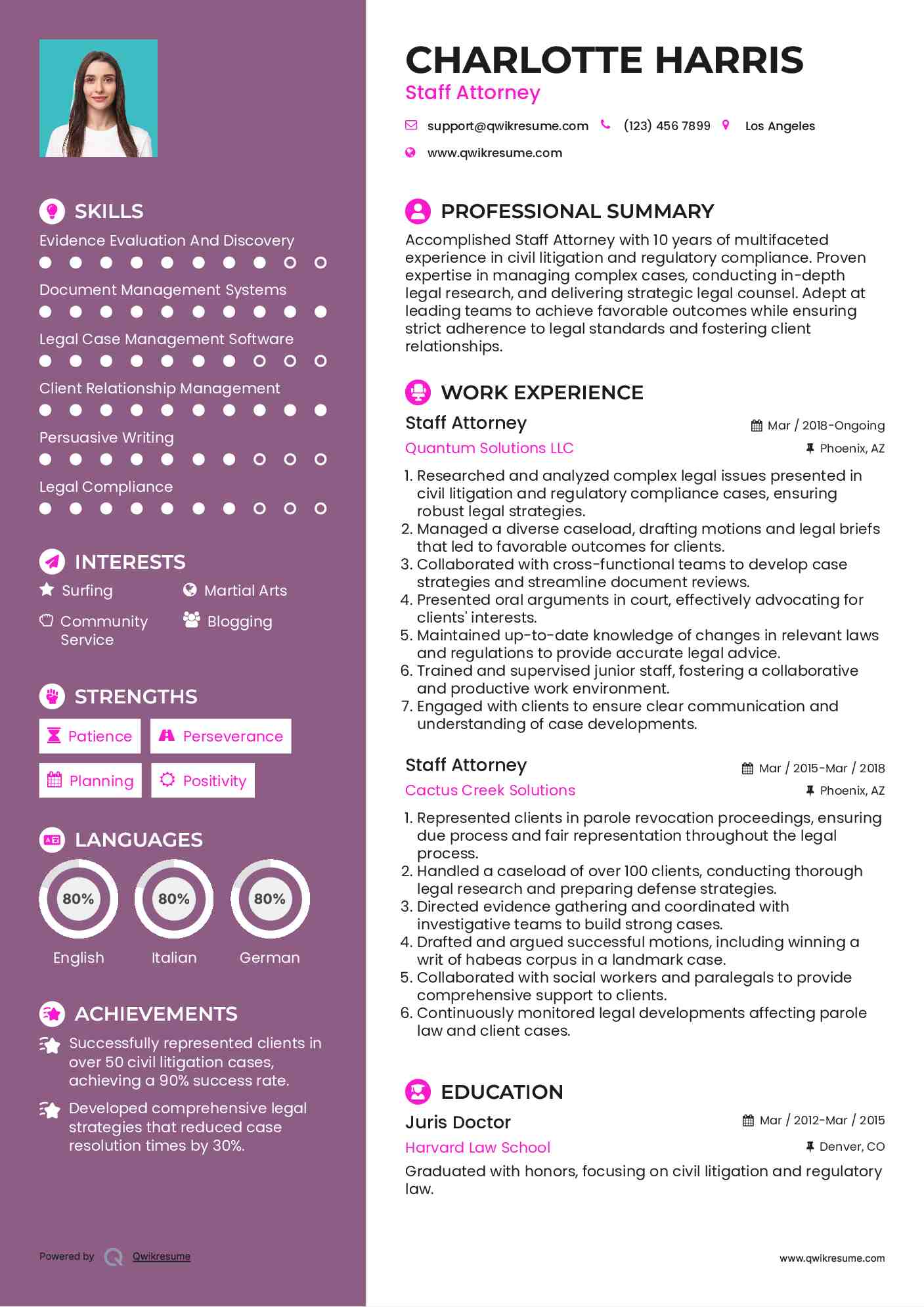 Staff Attorney Resume Format