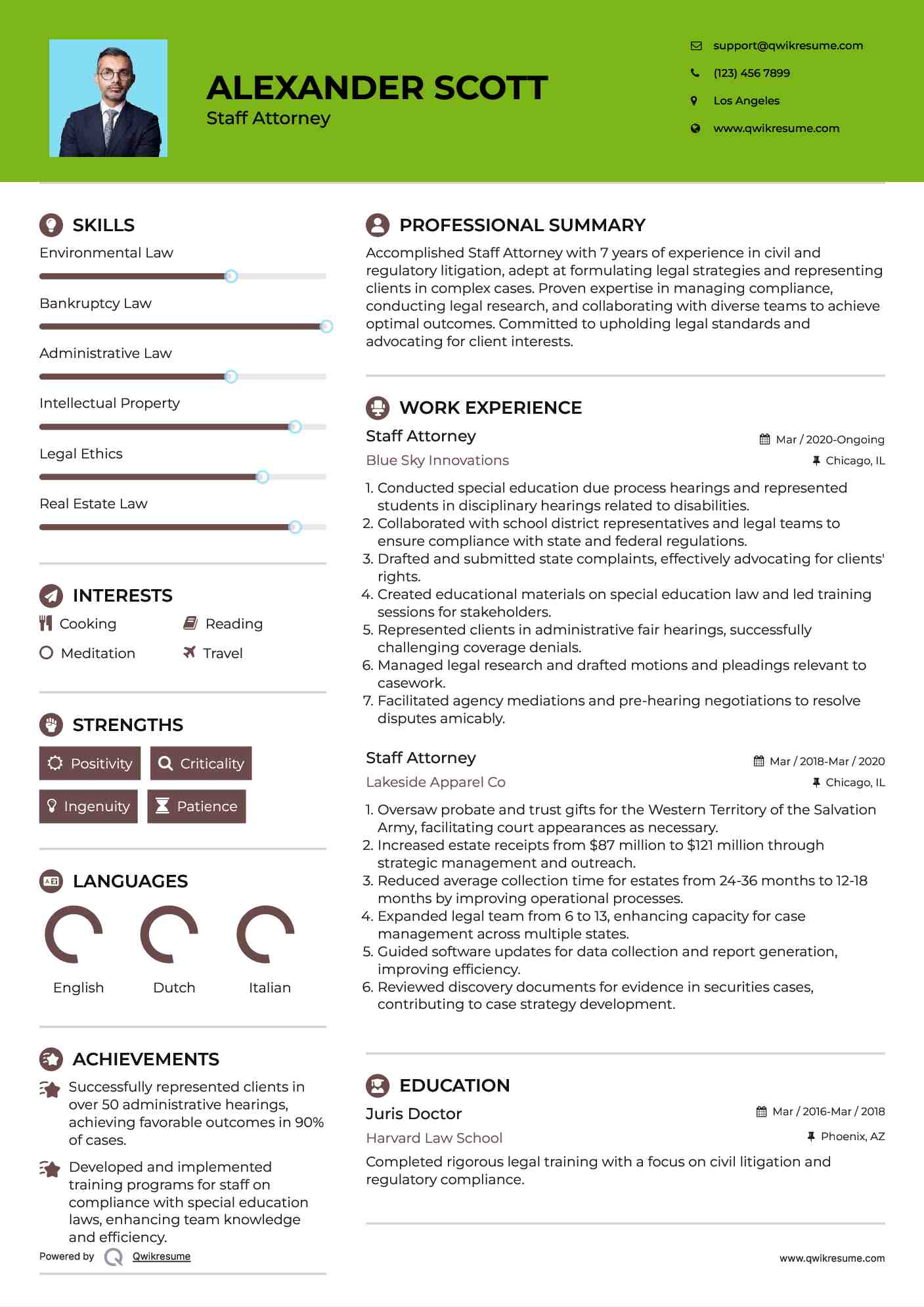 Staff Attorney Resume Example