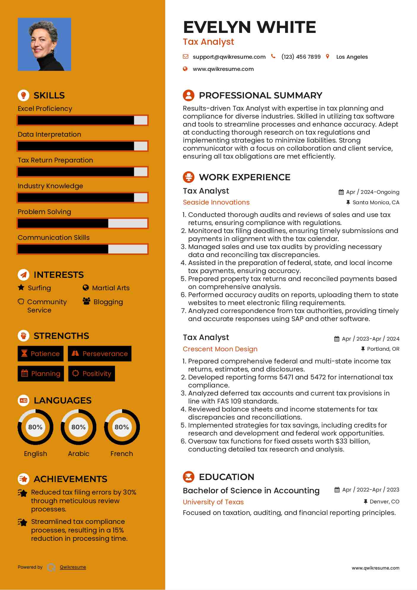 Tax Analyst Resume Template