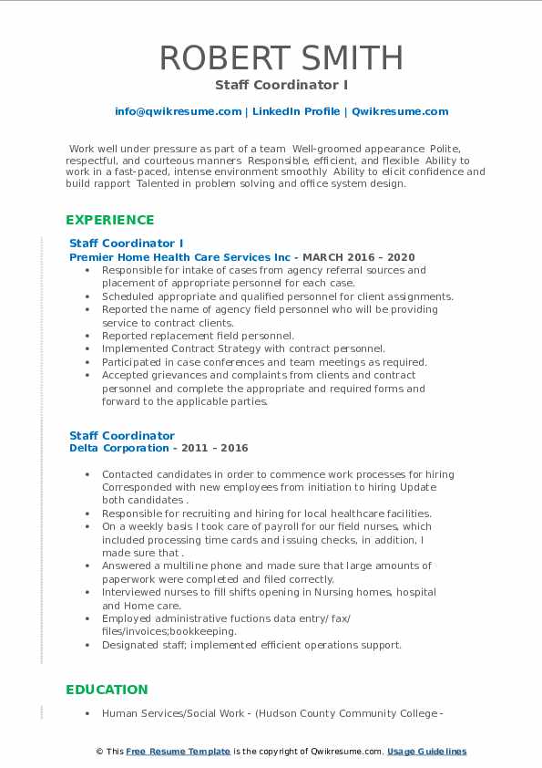 Staff Coordinator Resume Samples - Staff Coordinator 1590579193 Pdf 