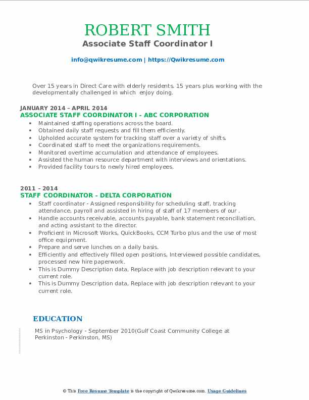 Staff Coordinator Resume Samples - Staff Coordinator 1590579672 Pdf 
