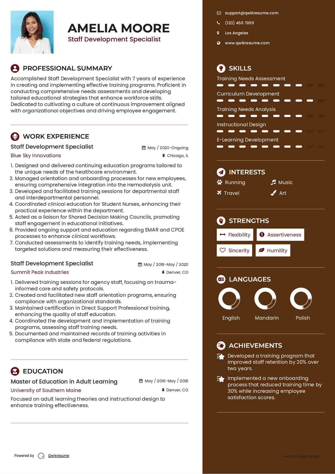 Staff Development Specialist Resume Format