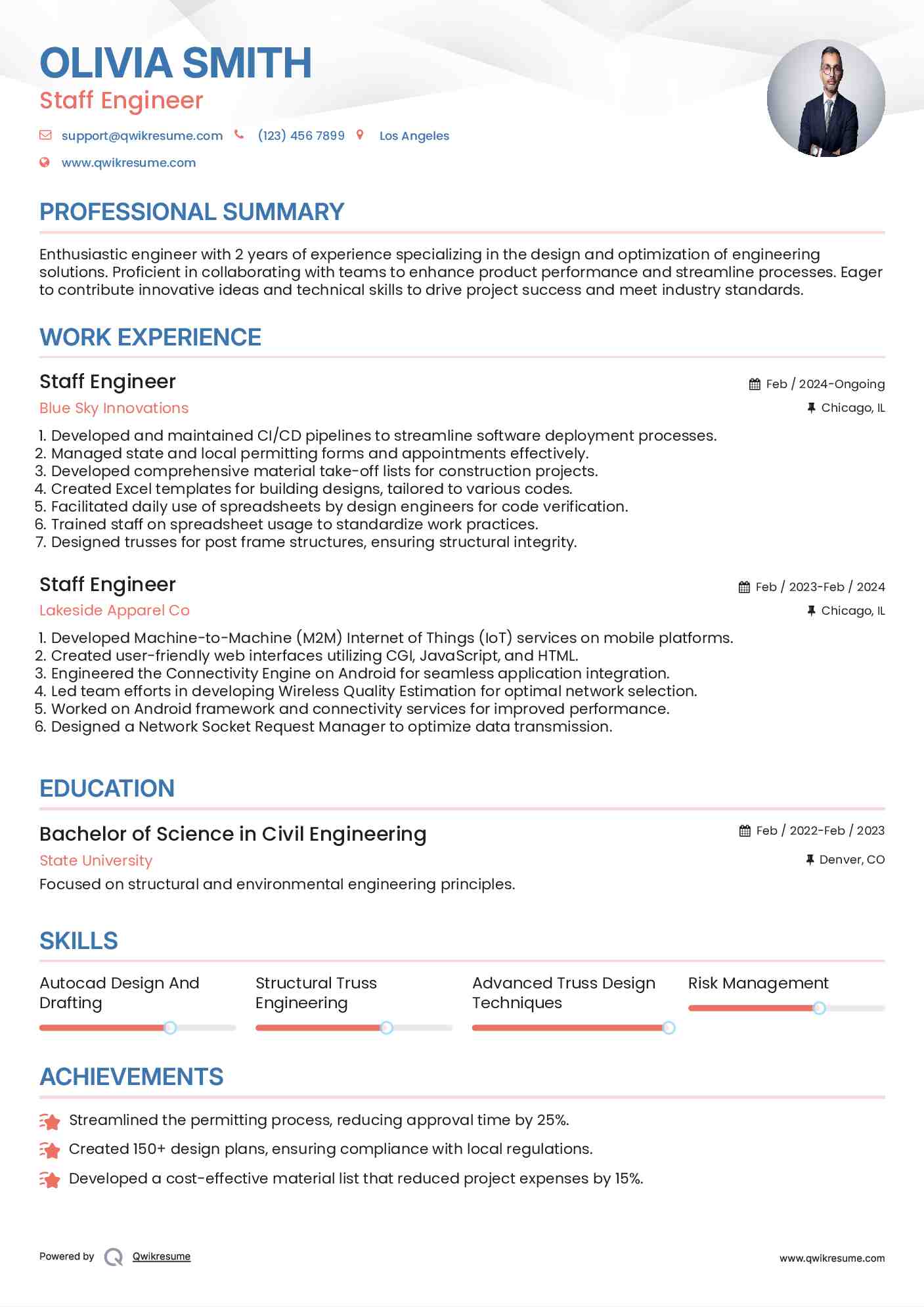 Staff Engineer Resume Format