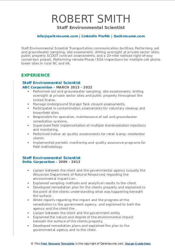 Staff Environmental Scientist Resume - Staff Environmental Scientist 1649579179 Pdf