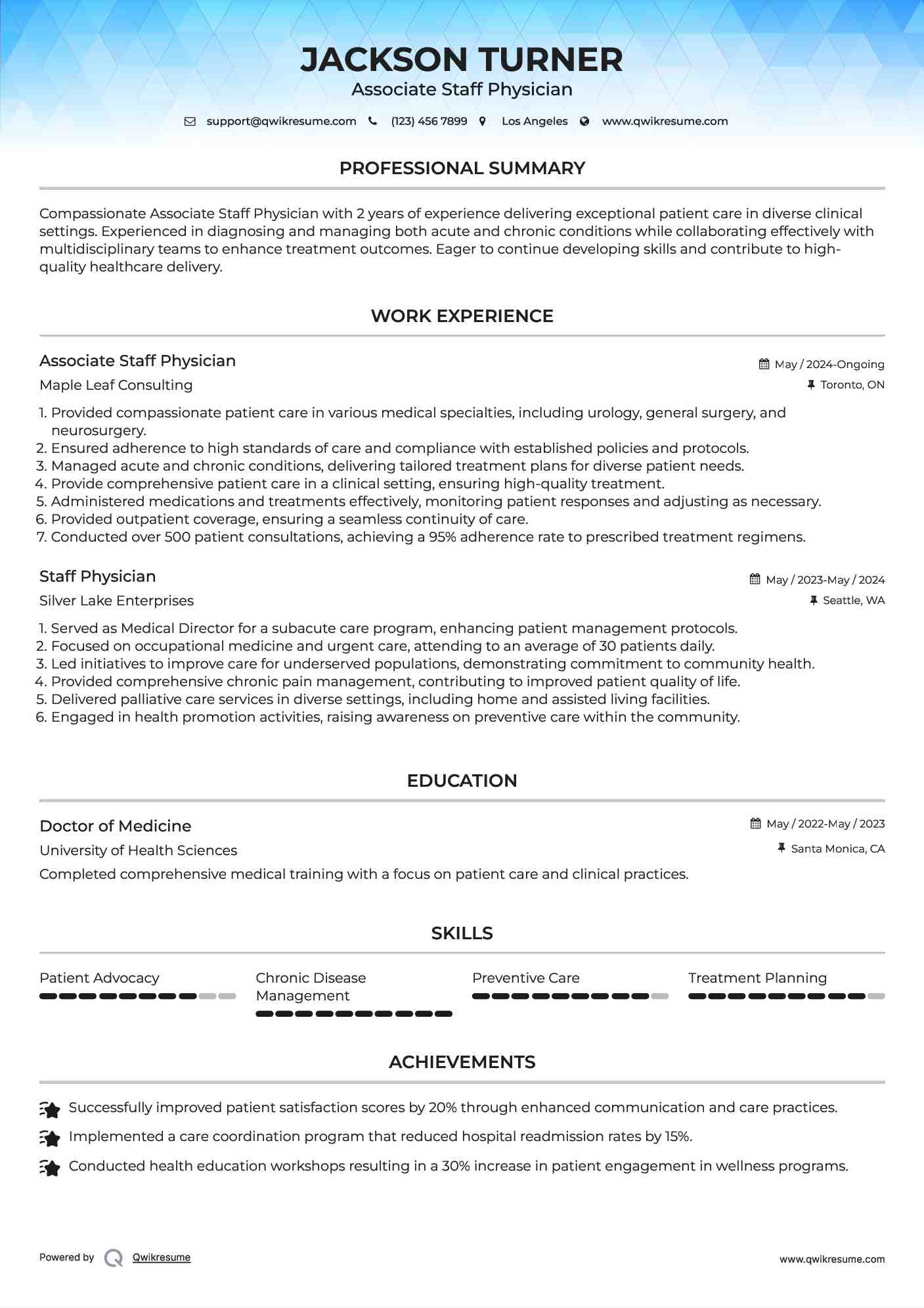 Associate Staff Physician Resume Model