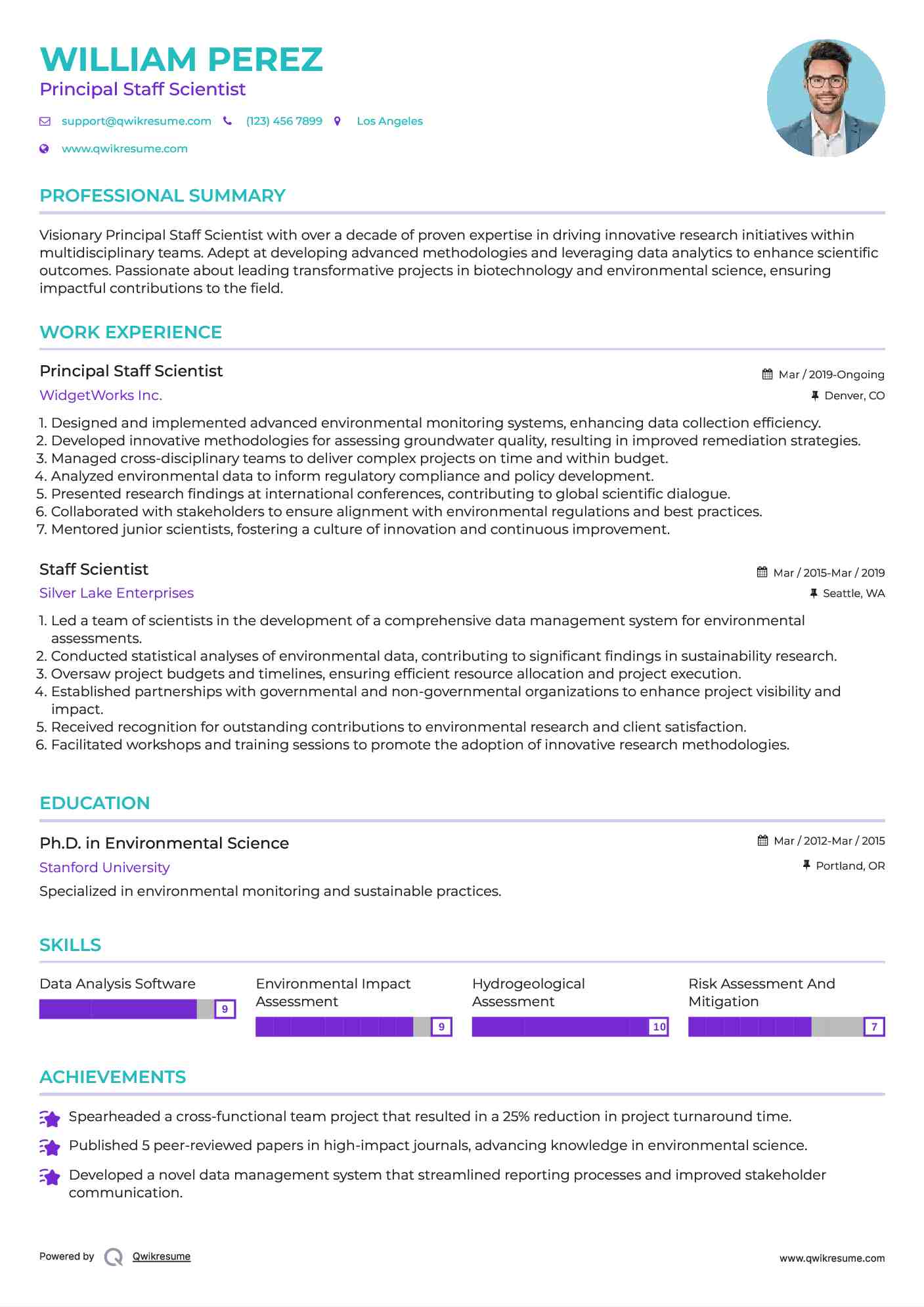 Principal Staff Scientist Resume Format