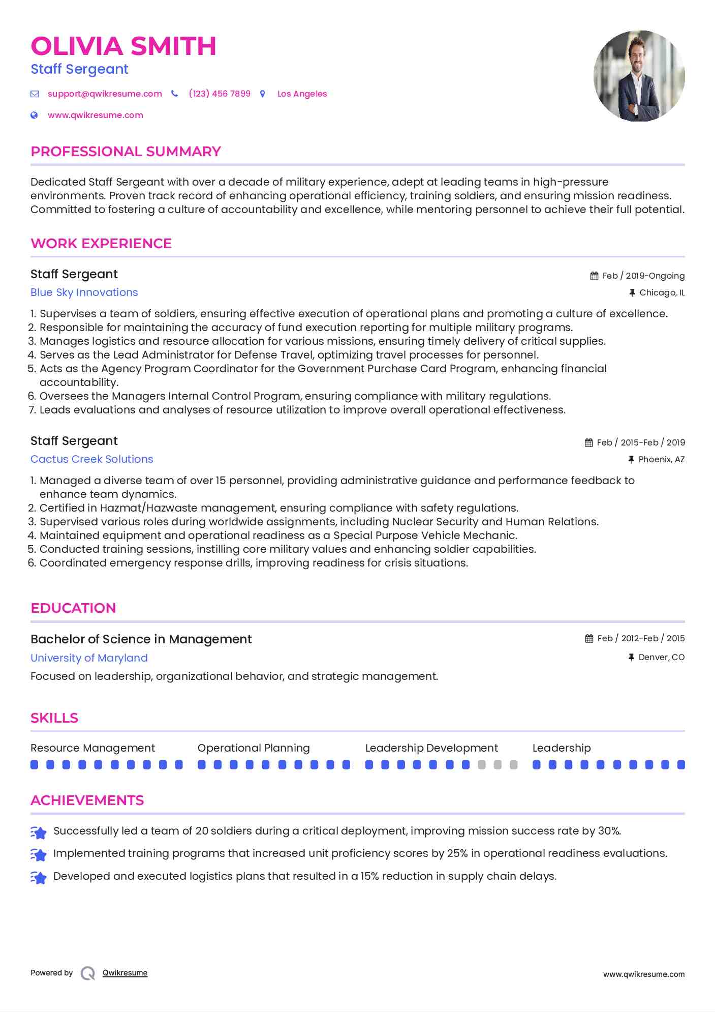 Staff Sergeant Resume Format