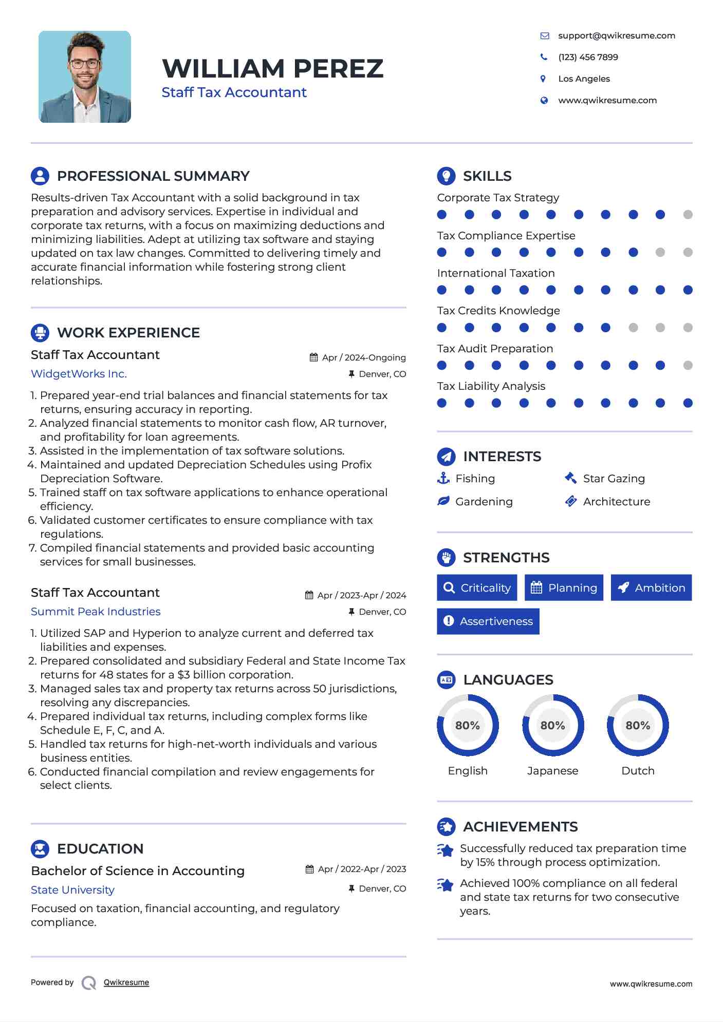 Staff Tax Accountant Resume Template