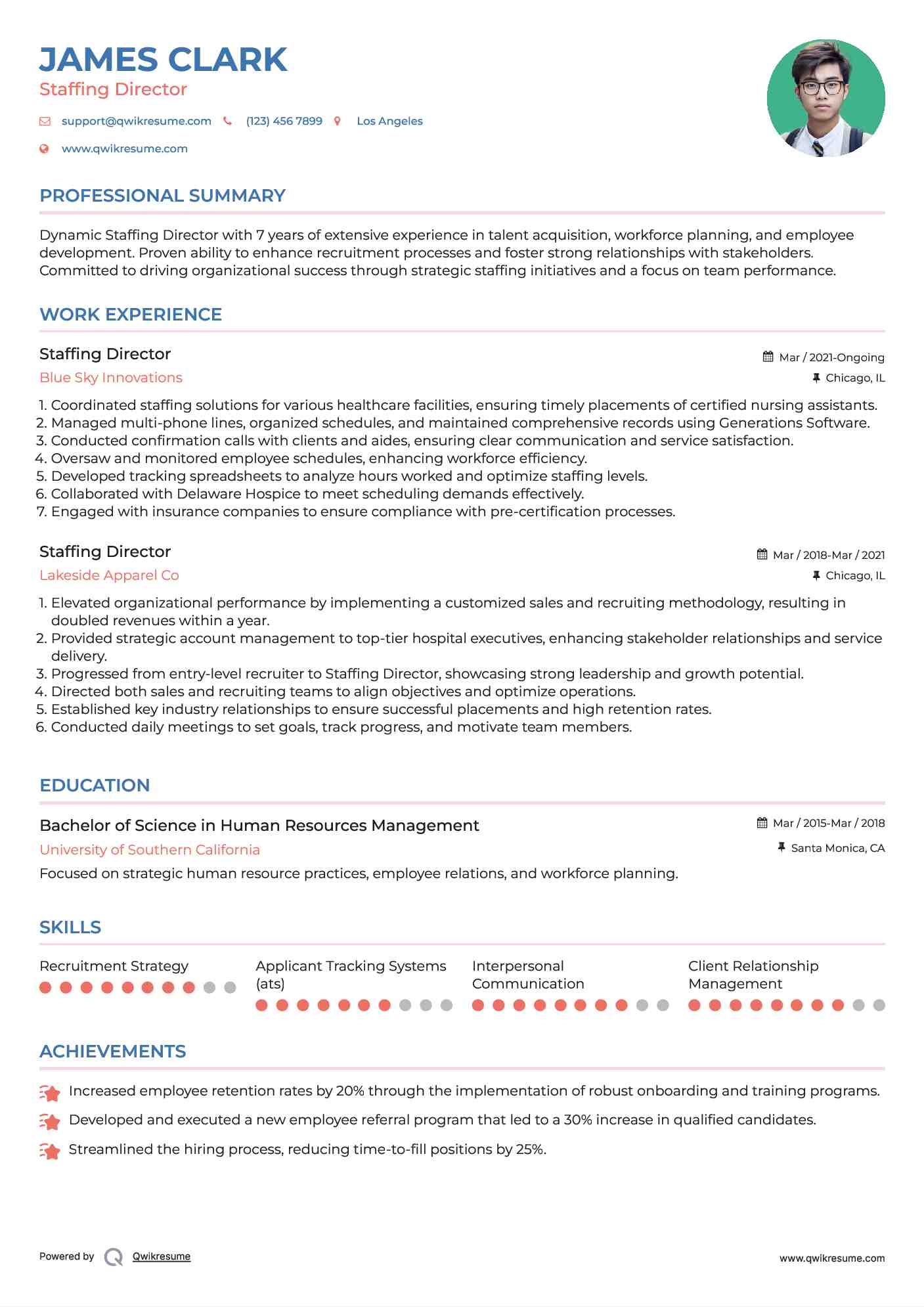 Staffing Director Resume Template