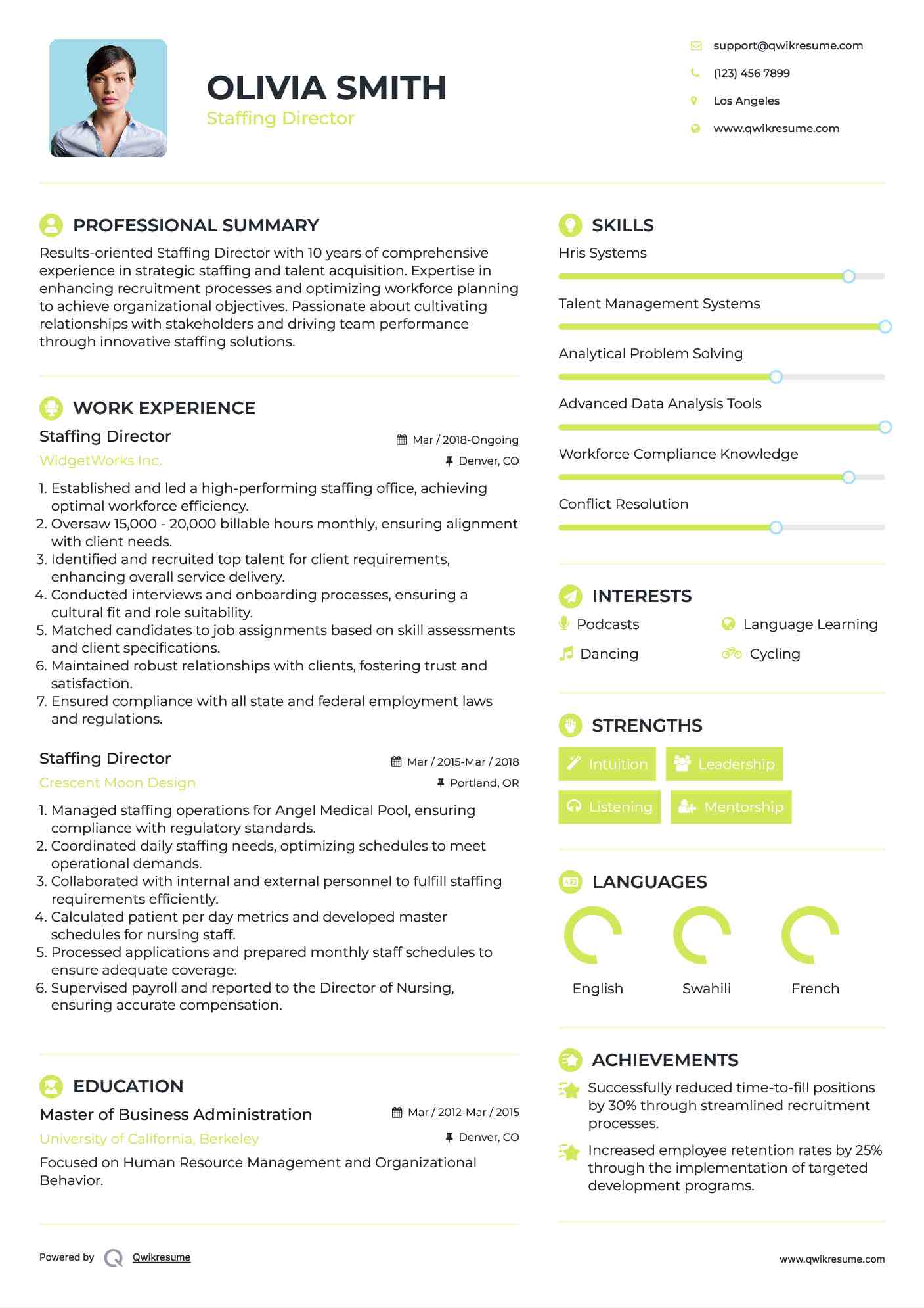Staffing Director Resume Template