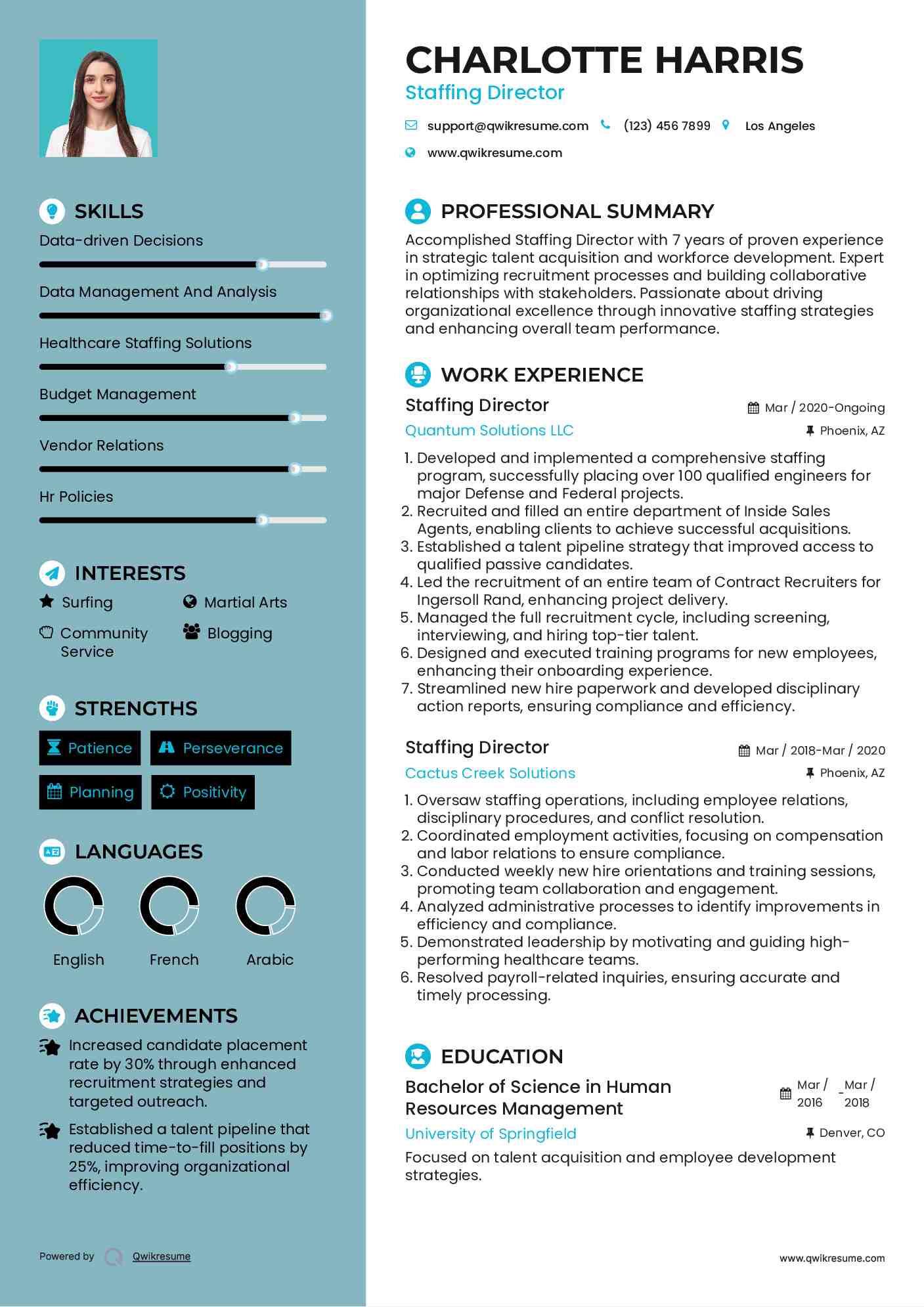 Staffing Director Resume Model