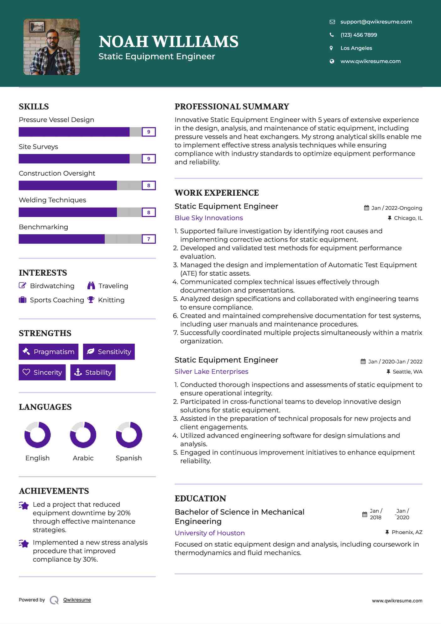 Static Equipment Engineer Resume Template