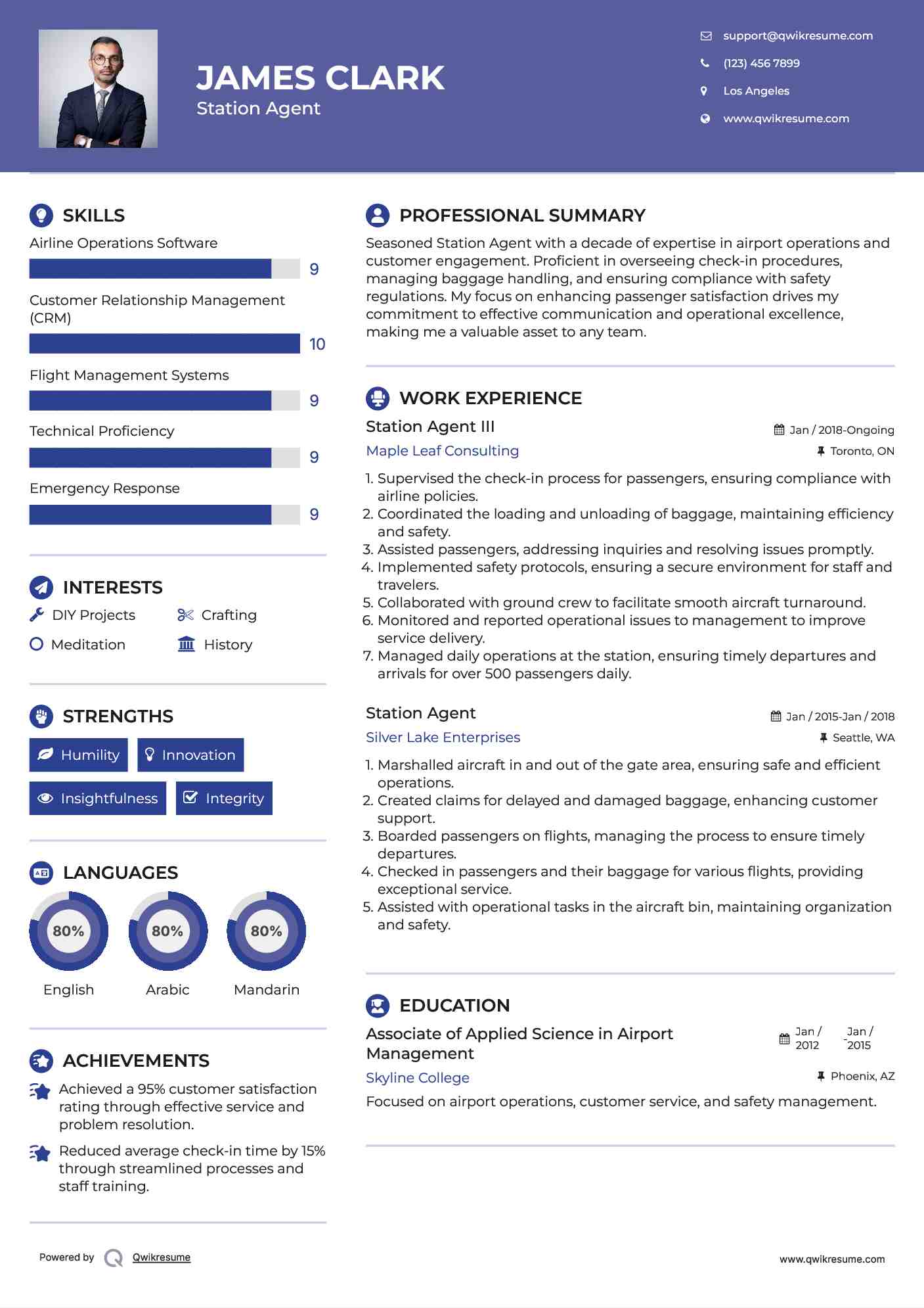 Station Agent III Resume Sample