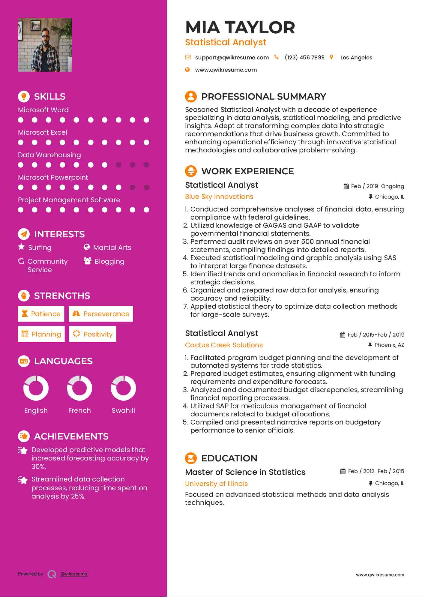 statistical analyst resume samples qwikresume entry level analyst resumes