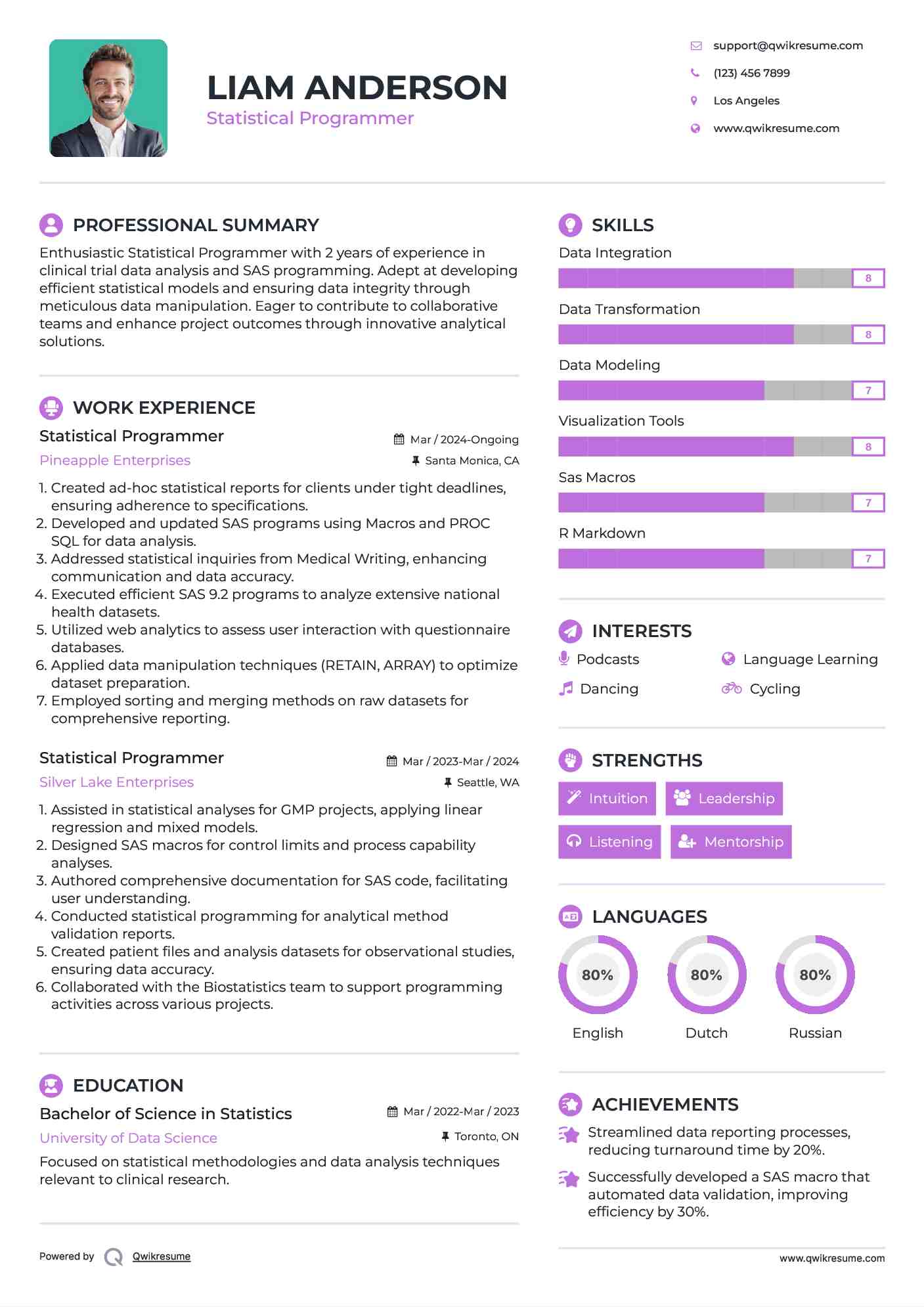 Statistical Programmer Resume Template