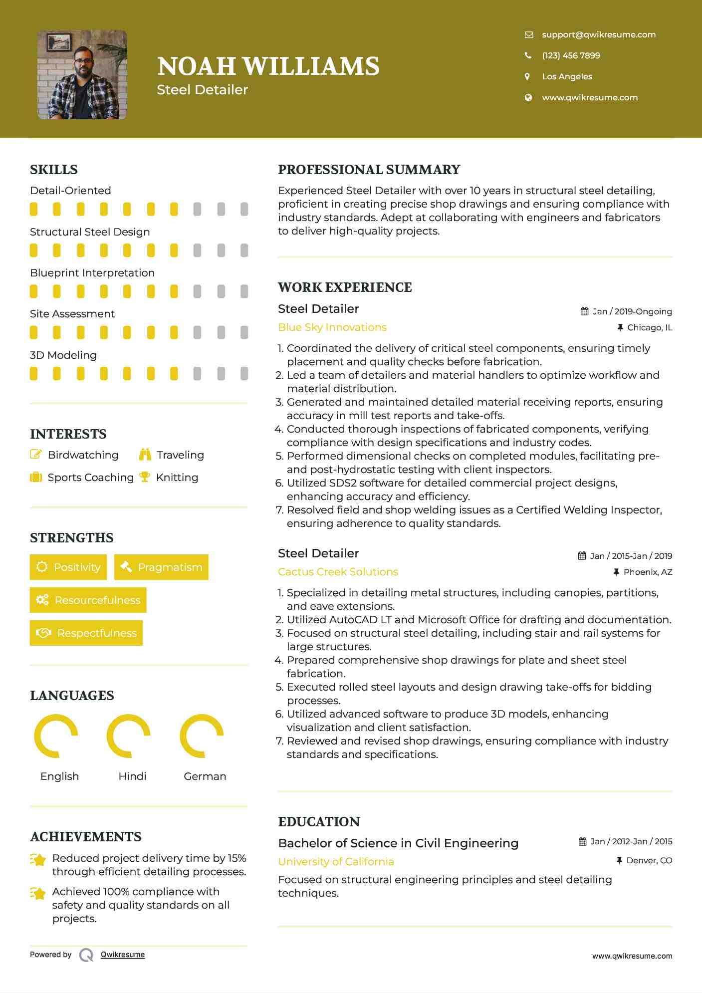 Steel Detailer Resume Template