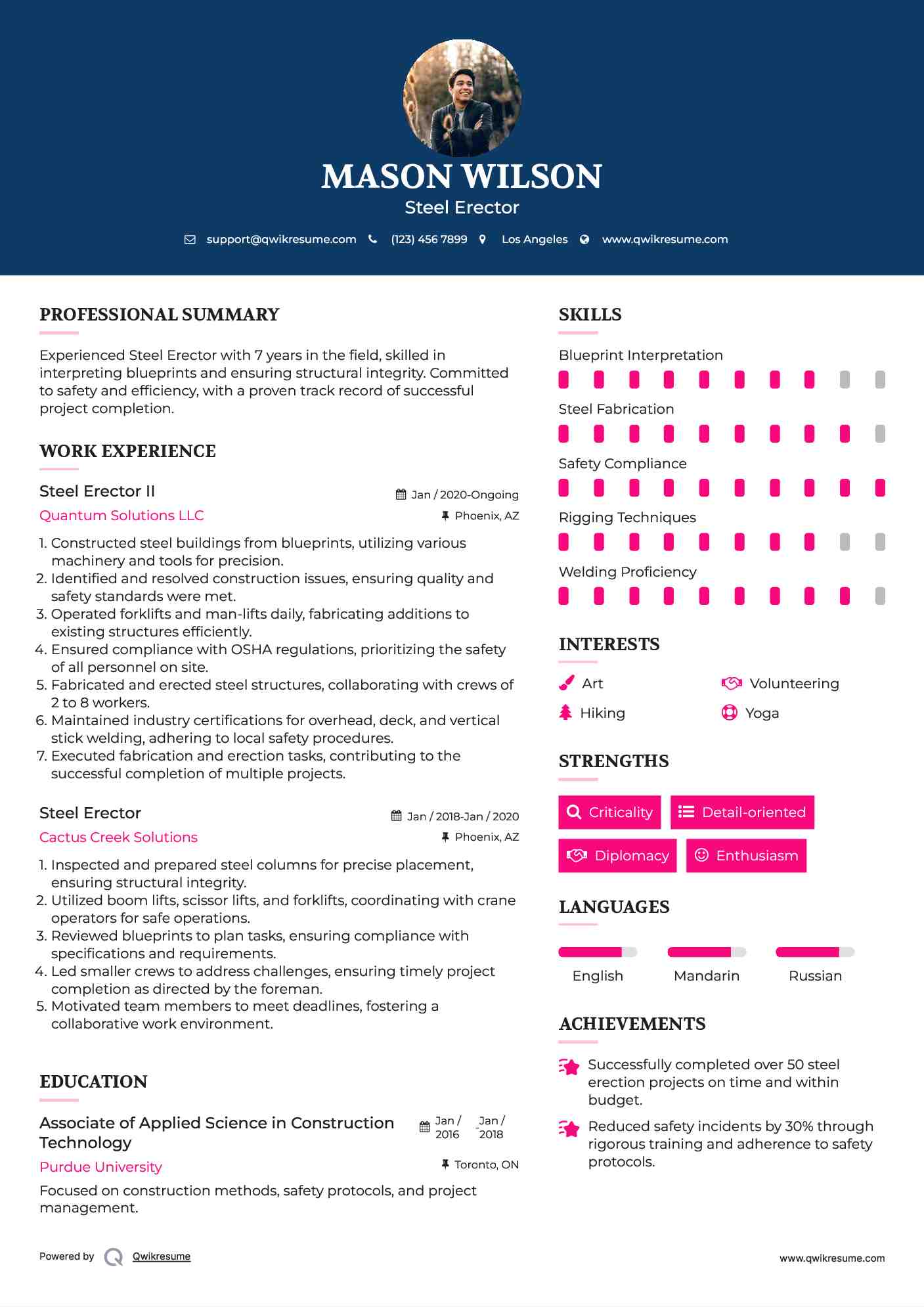 Steel Erector II Resume Template