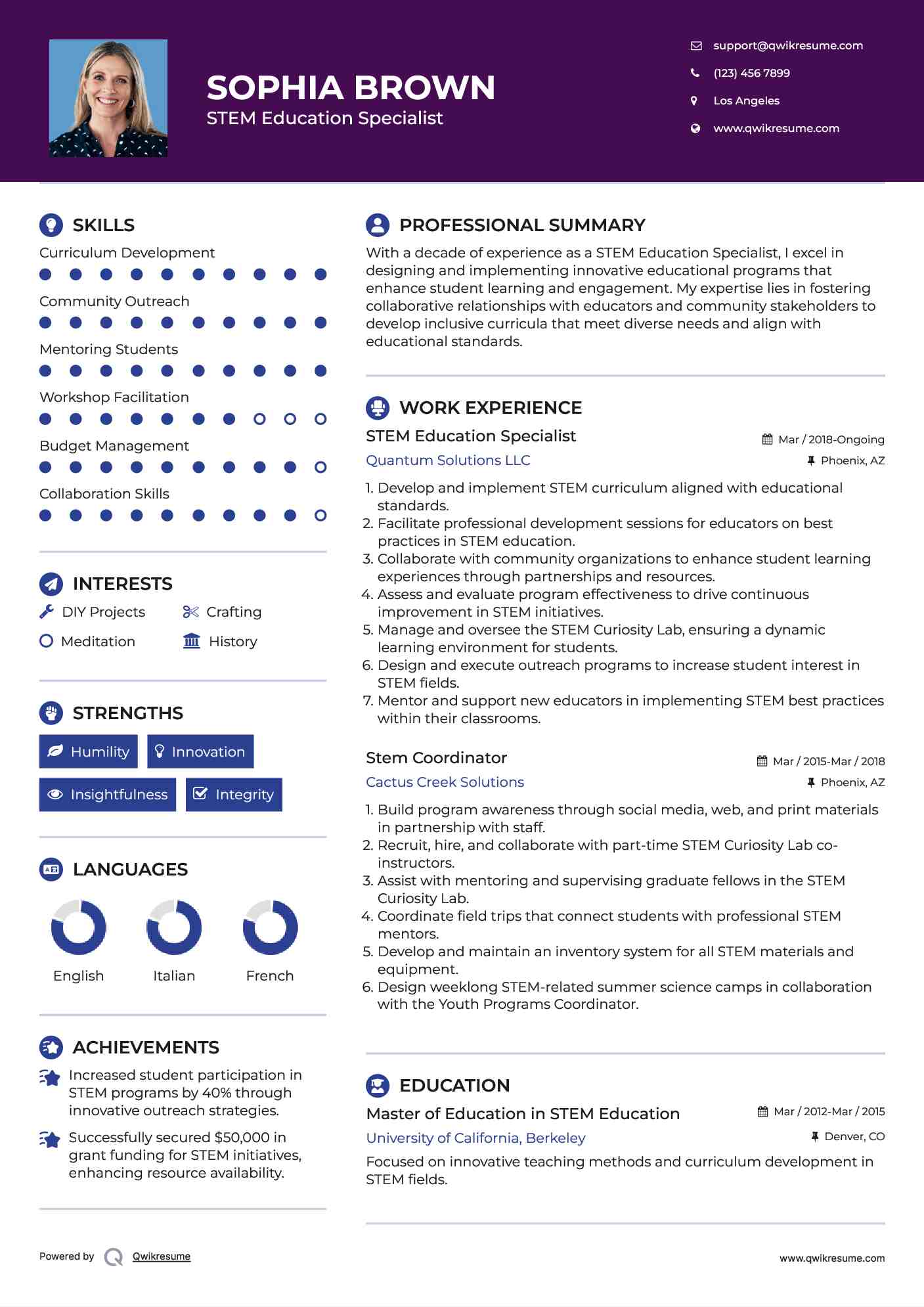 STEM Education Specialist Resume Template