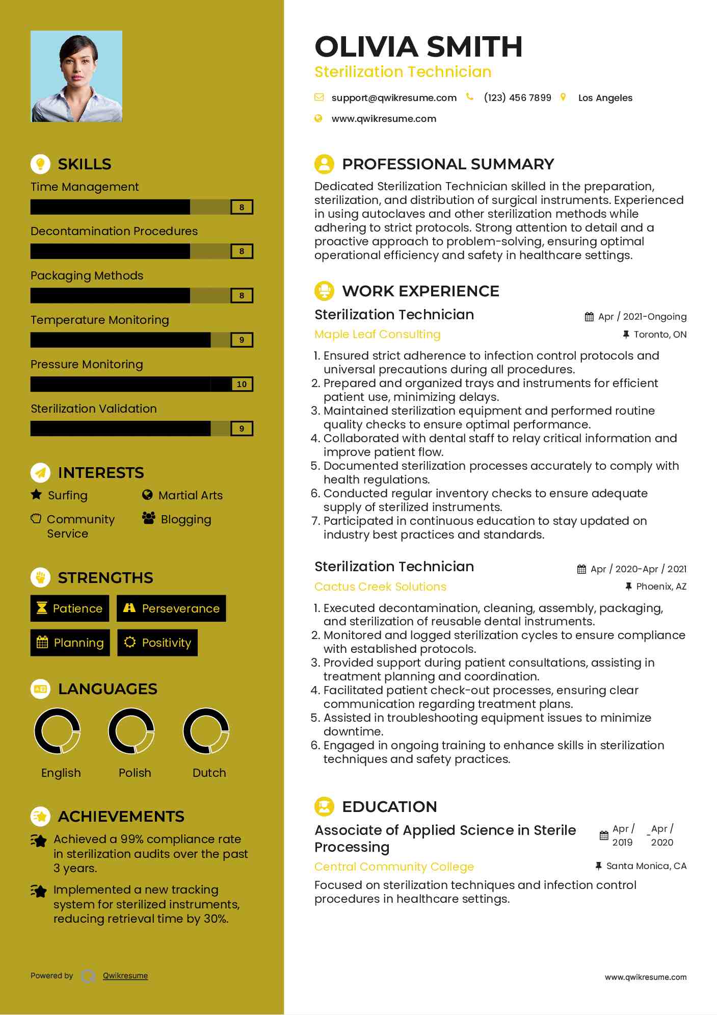 Sterilization Technician Resume Samples QwikResume