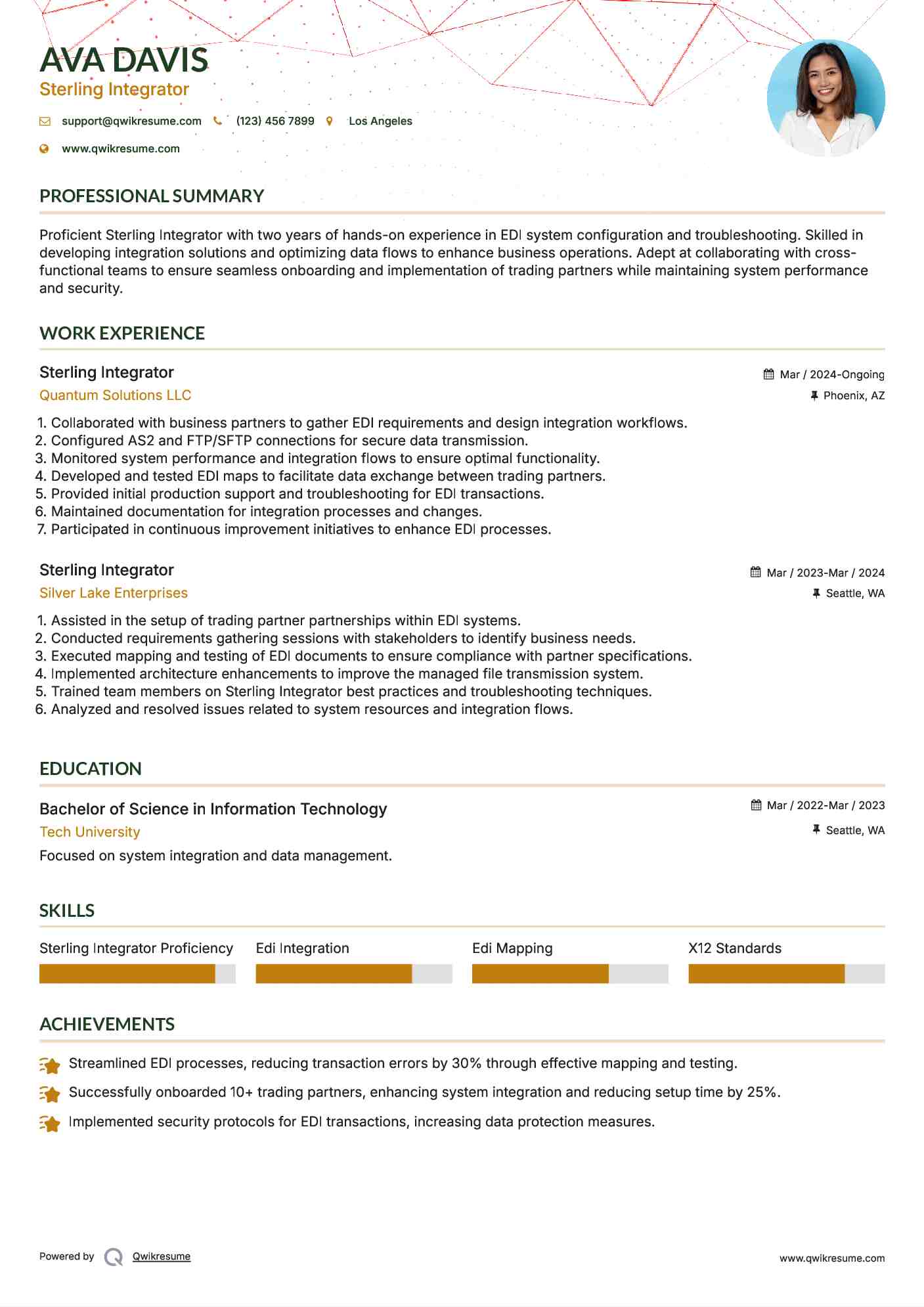 Sterling Integrator Resume Sample