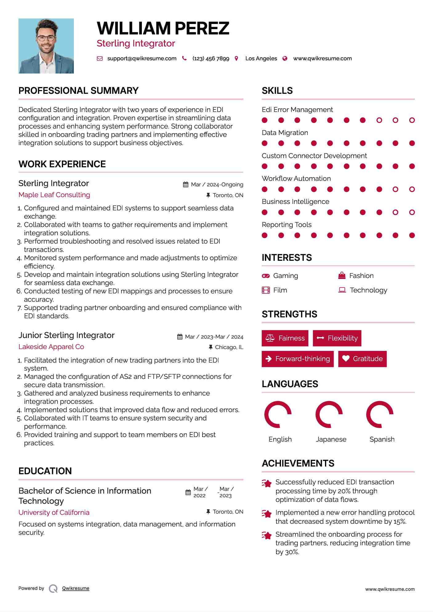 Sterling Integrator Resume Model