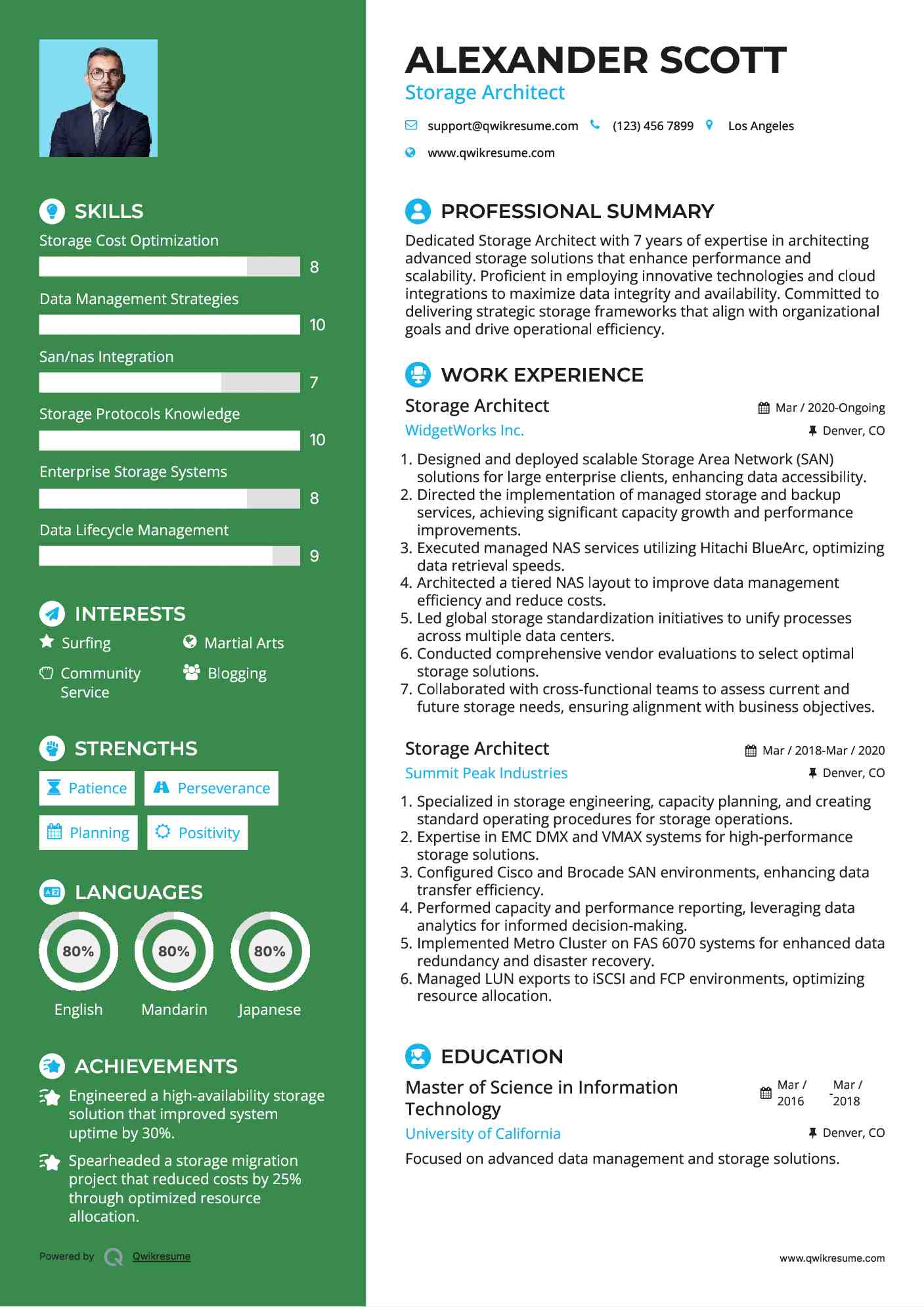 Storage Architect Resume Sample