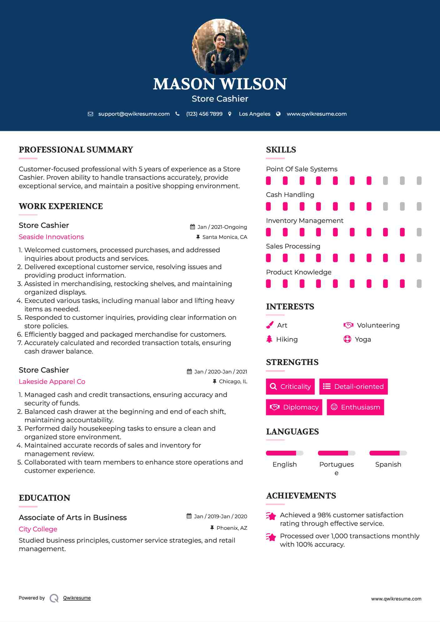 10 Store Cashier Resume Samples - Store Cashier 1599284232 Pdf 