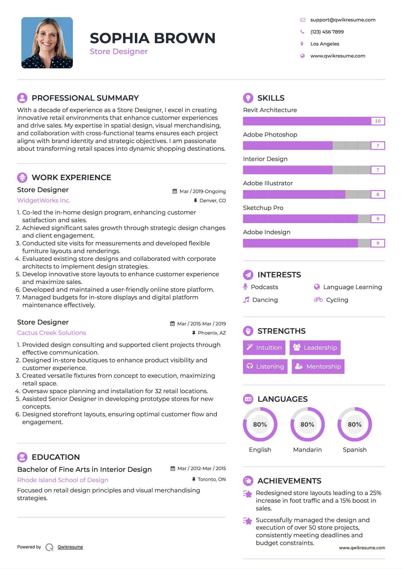 Store Designer Resume Format