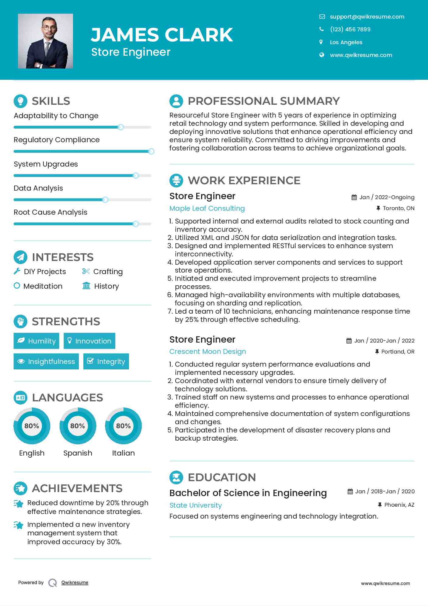 Store Engineer Resume Template