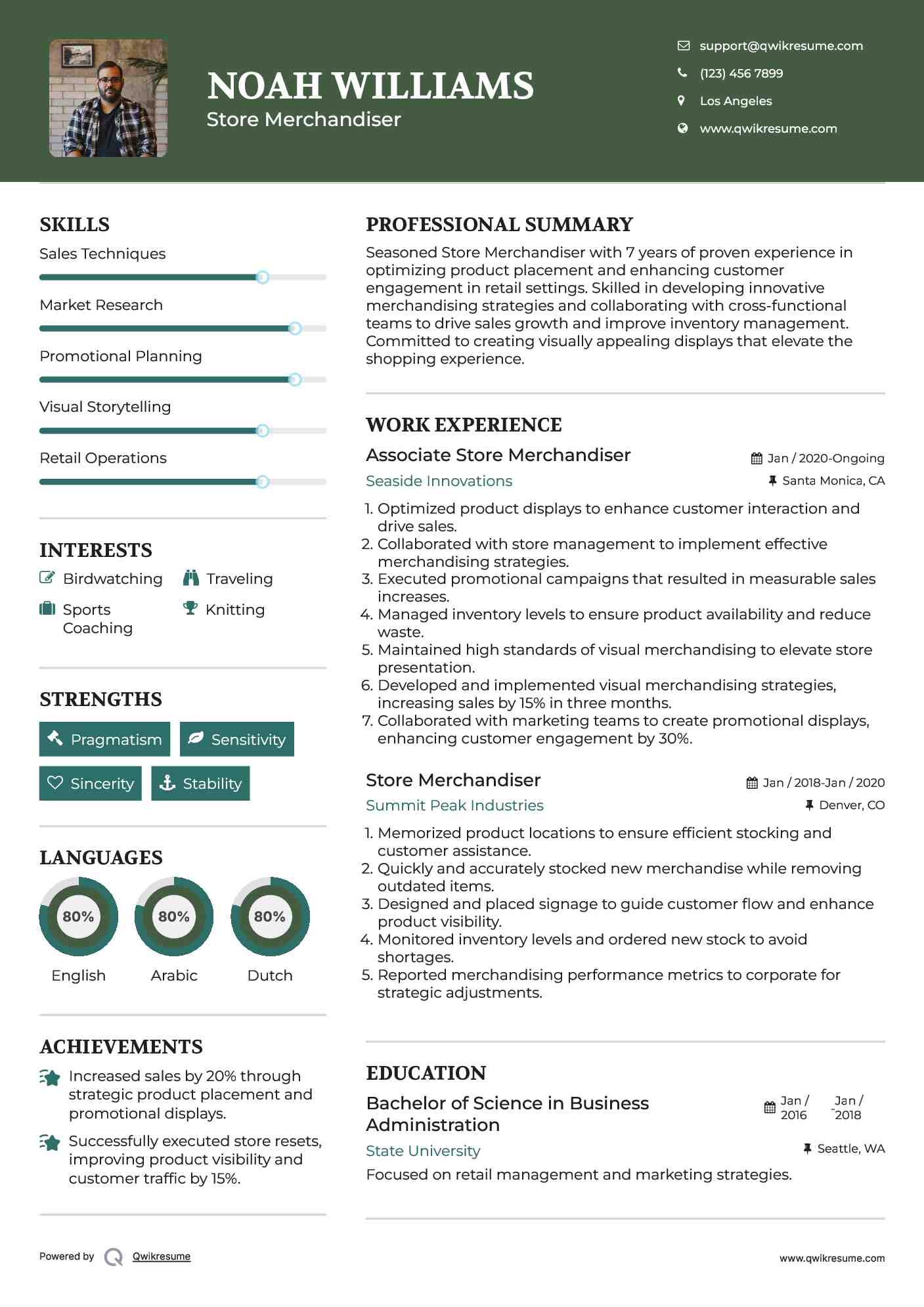 Associate Store Merchandiser Resume Example