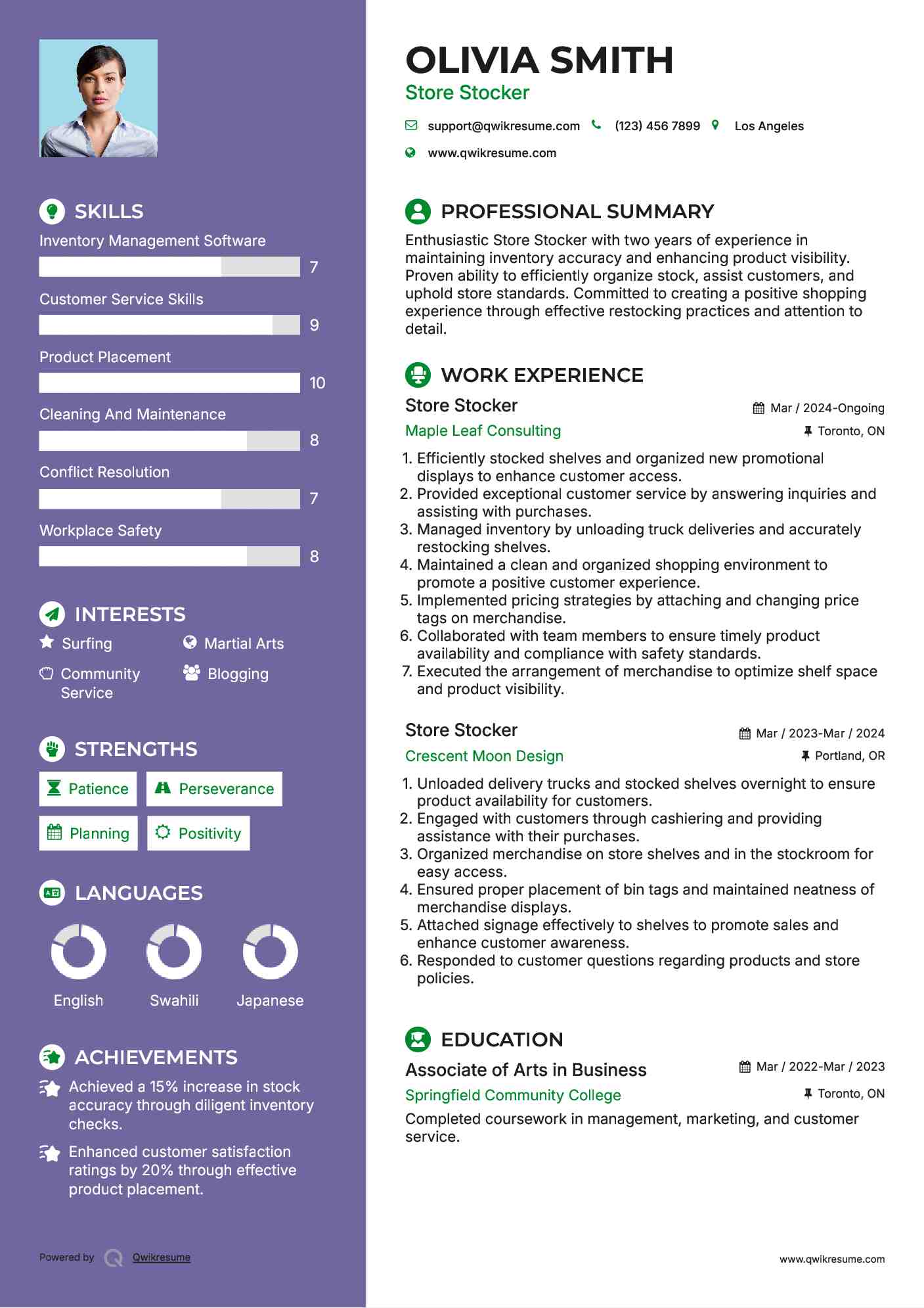 Store Stocker Resume Format