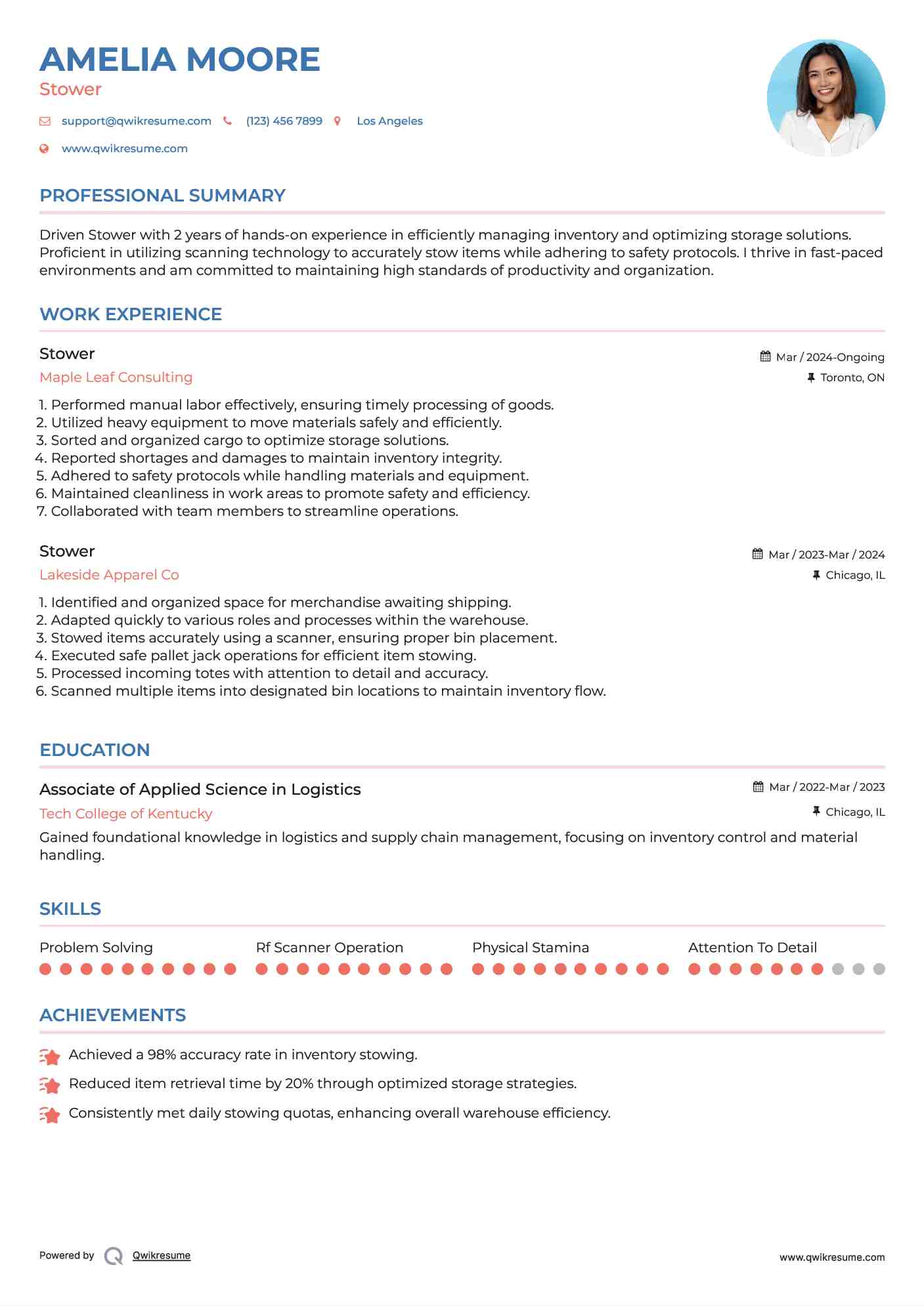 Stower Resume Template